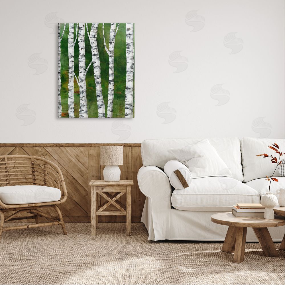 Ruth Fromstein Birch Trees Bark d Green Woodlands  Canvas Wall Art Print in Room