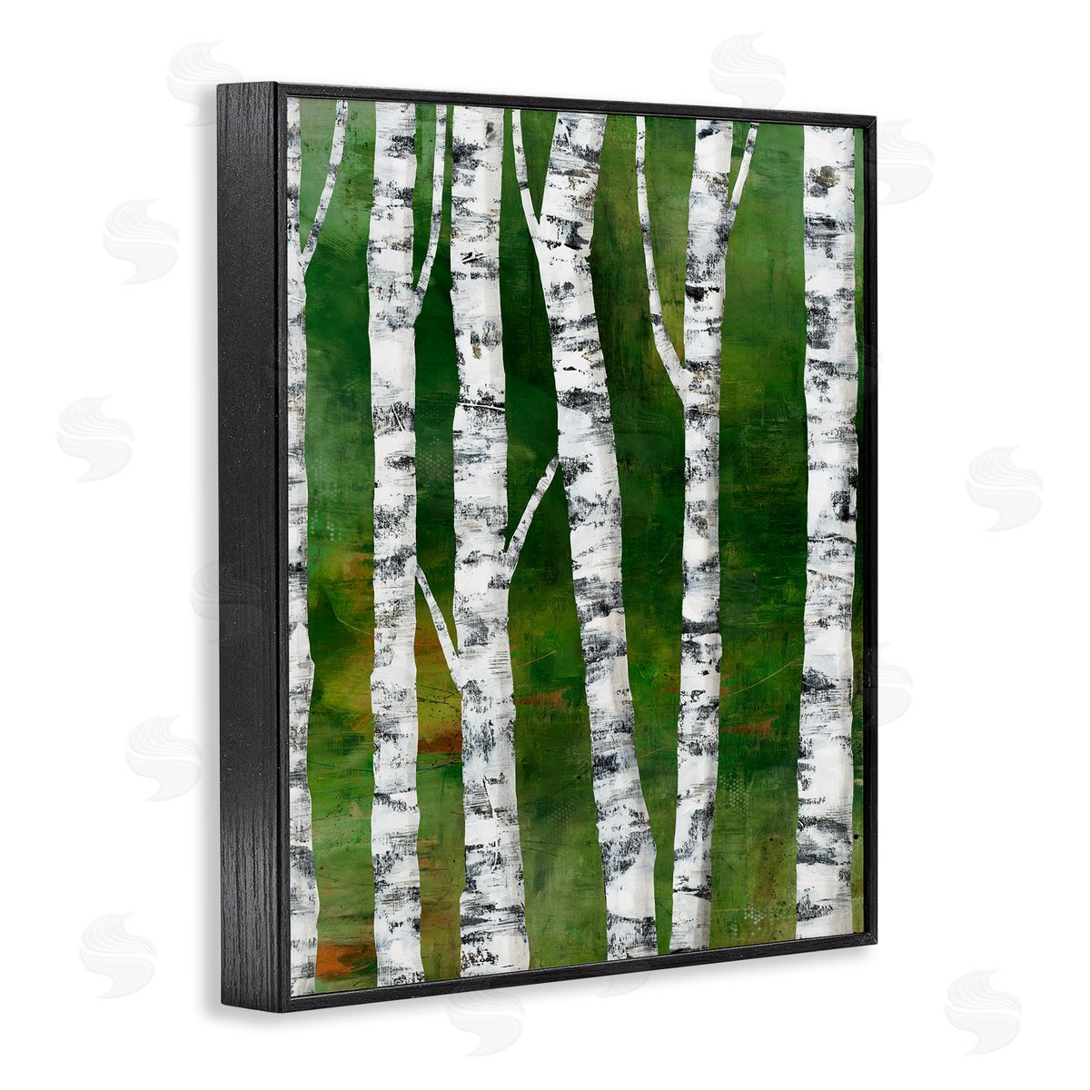 Ruth Fromstein Birch Trees Bark d Green Woodlands  Black Framed Giclee Wall Art Print