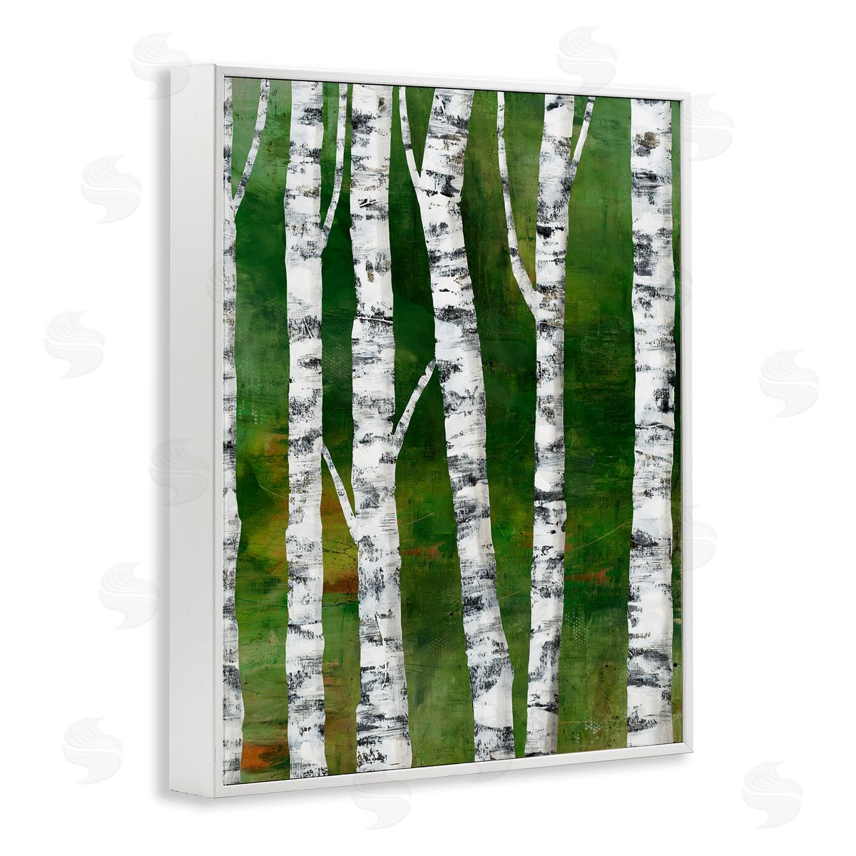 Ruth Fromstein Birch Trees Bark d Green Woodlands  White Framed Giclee Wall Art Print