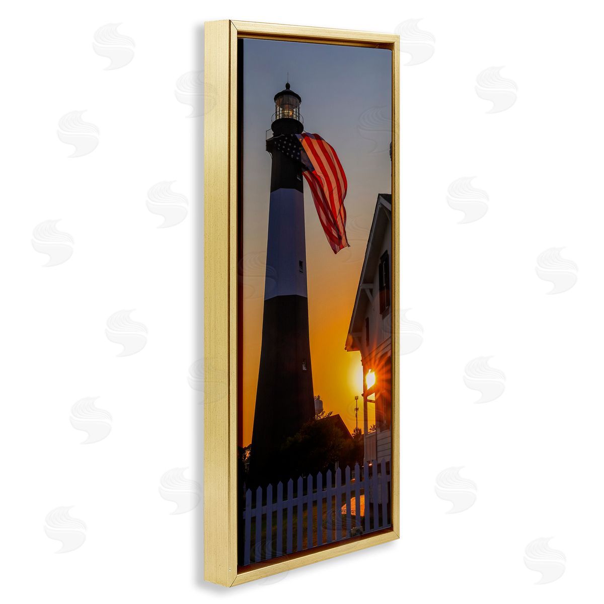 Daniel Sproul Seaside American Flag Lighthouse Beacon Sunset Rays
