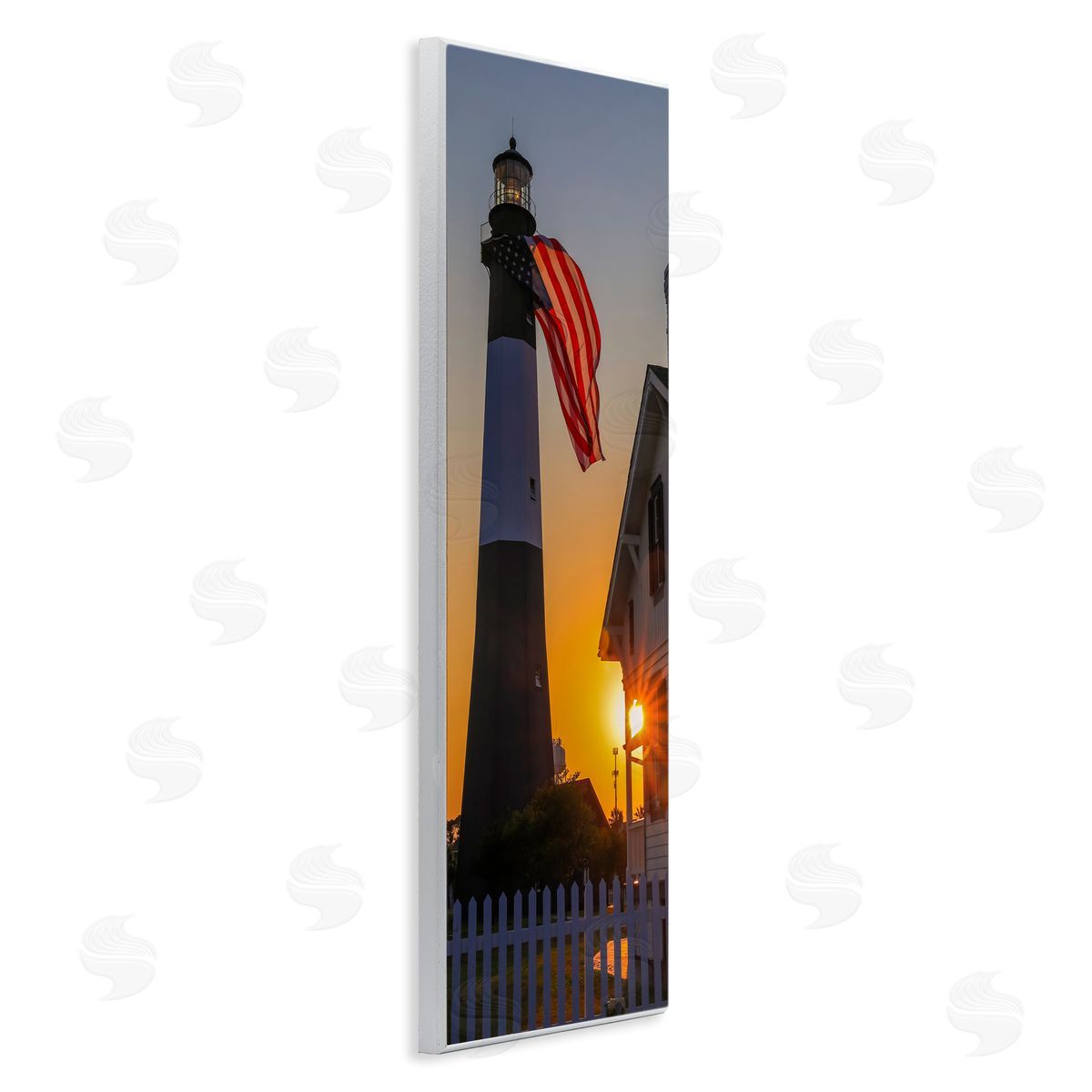 Daniel Sproul Seaside American Flag Lighthouse Beacon Sunset Rays