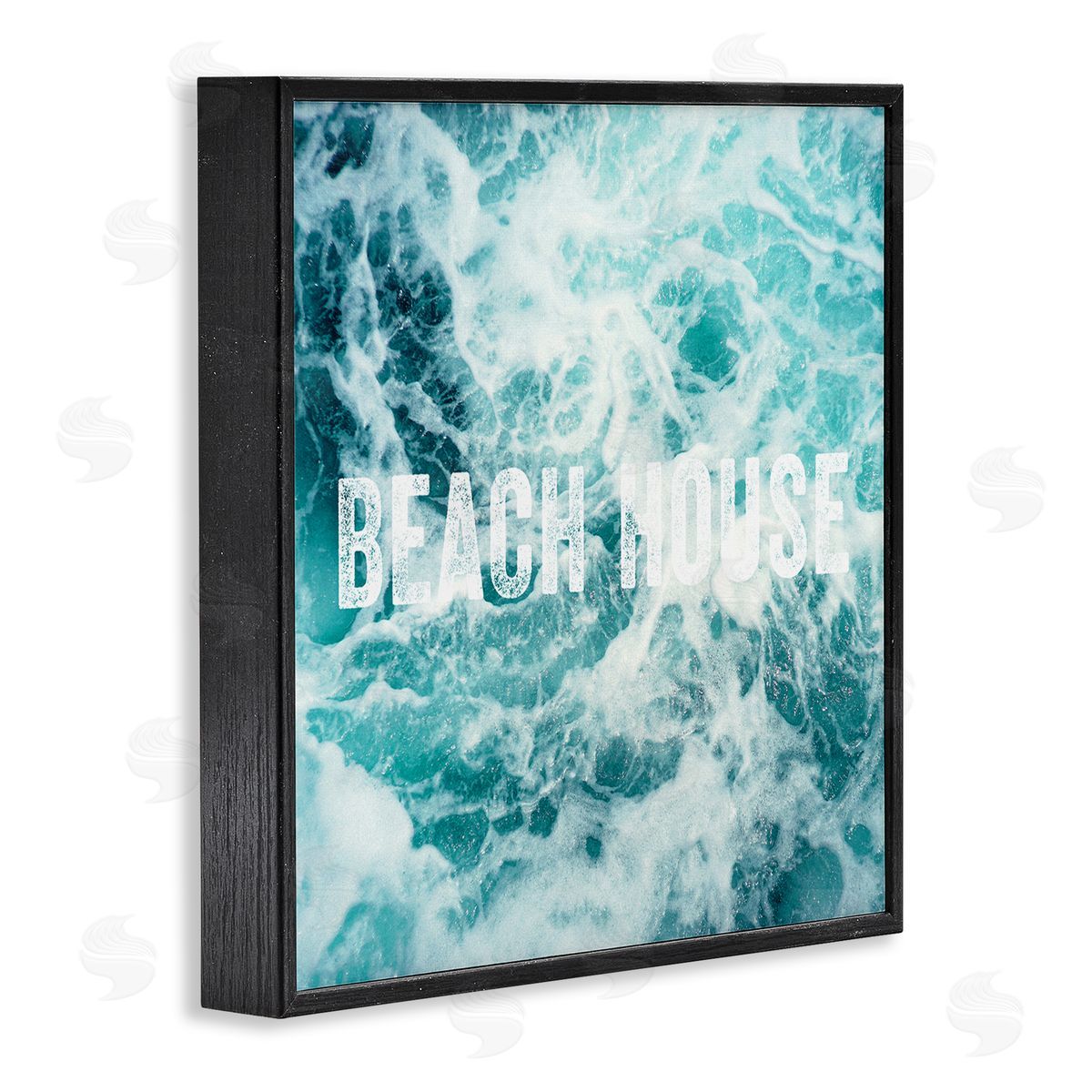 Amy Brinkman Beach House Text Foamy Ocean Waves Aerial View  Black Framed Glicee Wall Art Print
