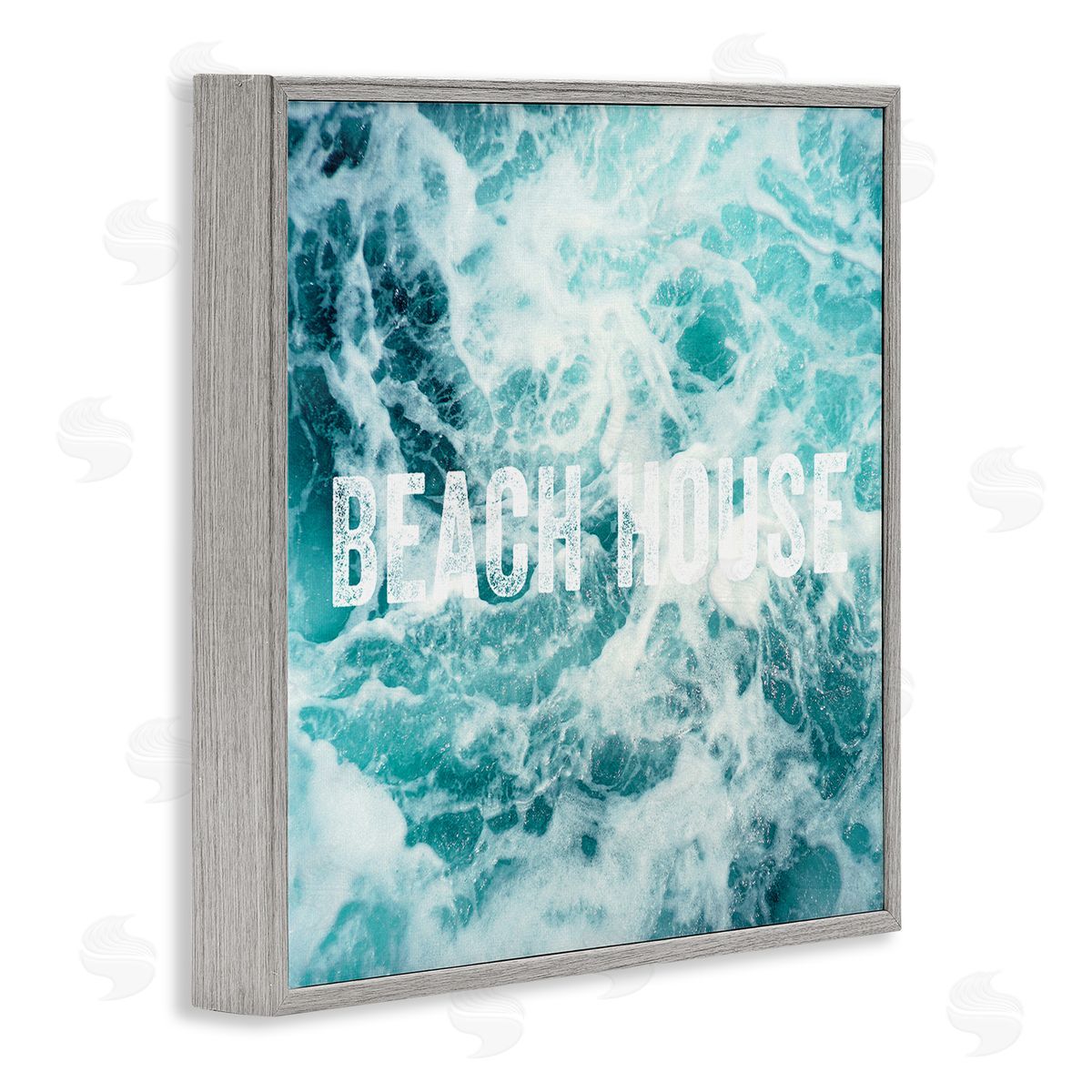 Amy Brinkman Beach House Text Foamy Ocean Waves Aerial View  Gray Framed Glicee Wall Art Print