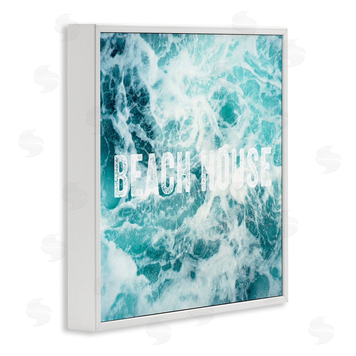 Amy Brinkman Beach House Text Foamy Ocean Waves Aerial View  White Framed Glicee Wall Art Print