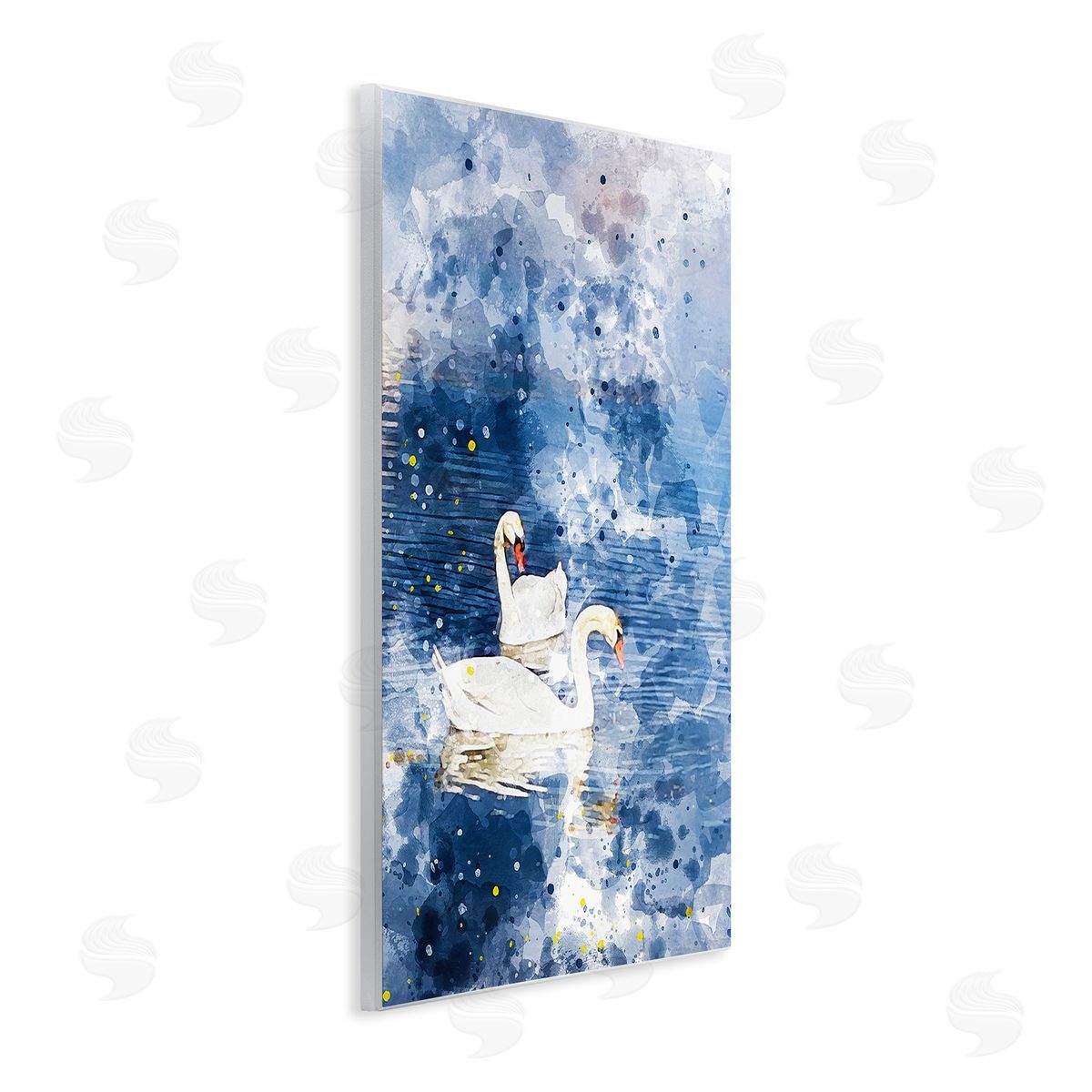Chamira Young Speckled Blue Ocean Scenery Calm White Swans  Wall Plaque Art Print