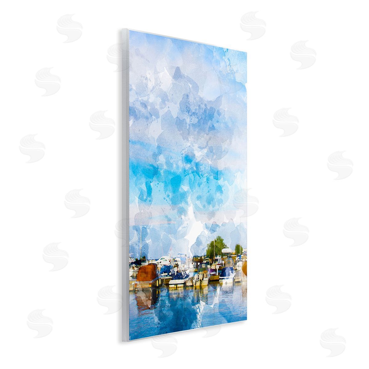 Chamira Young Summer Boats Docked Port Harbor Cloudy Blue Sky  Wall Plaque Art Print