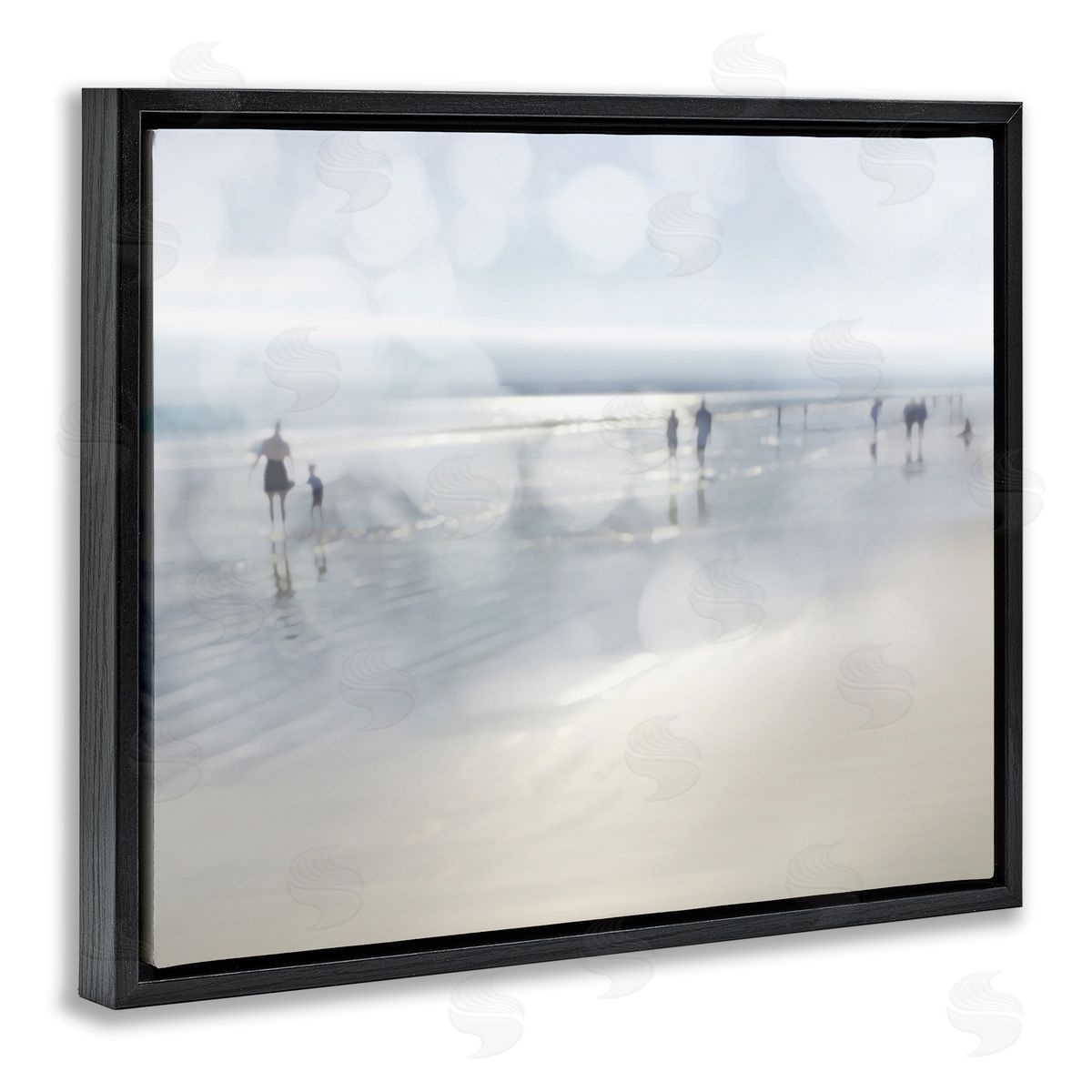 Devon Davis Summertime Beach Bokeh Effect Sandy Shore Horizon Black Floating Frame Canvas Wall Art Print