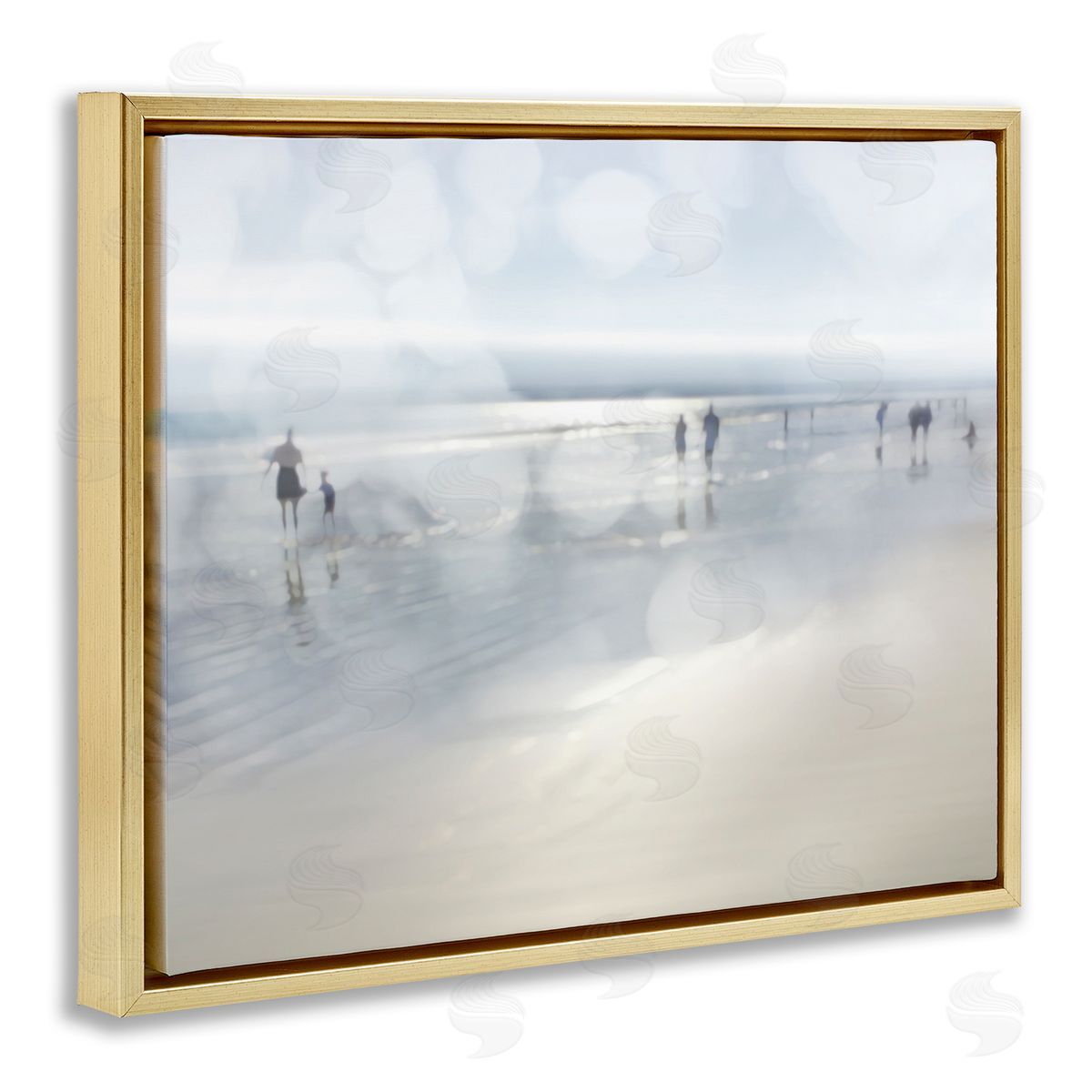 Devon Davis Summertime Beach Bokeh Effect Sandy Shore Horizon Gold Floating Frame Canvas Wall Art Print