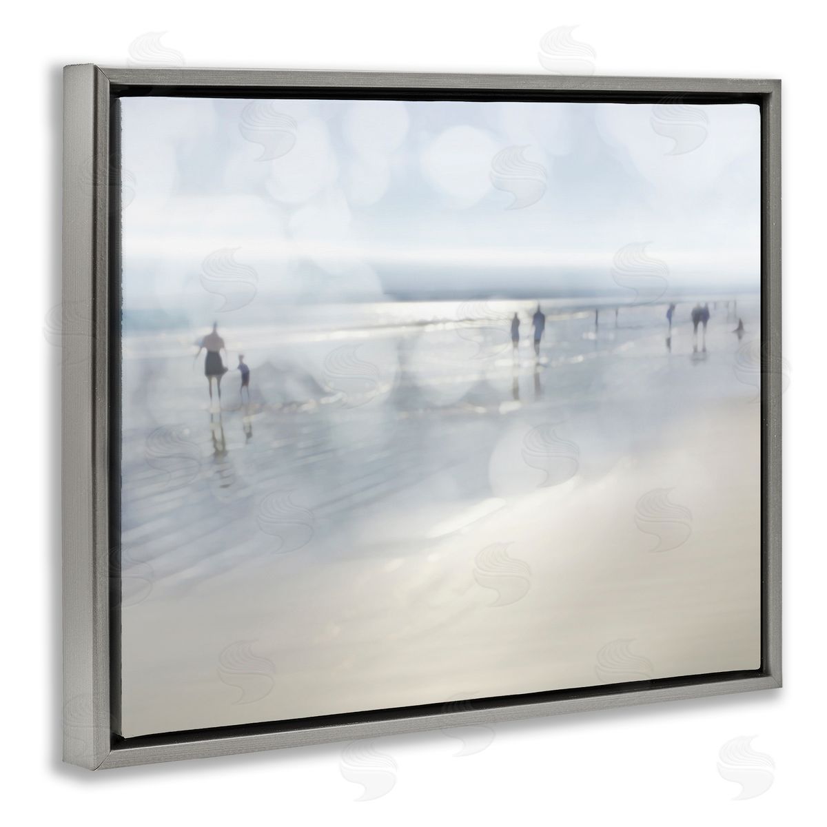 Devon Davis Summertime Beach Bokeh Effect Sandy Shore Horizon Gray Floating Frame Canvas Wall Art Print