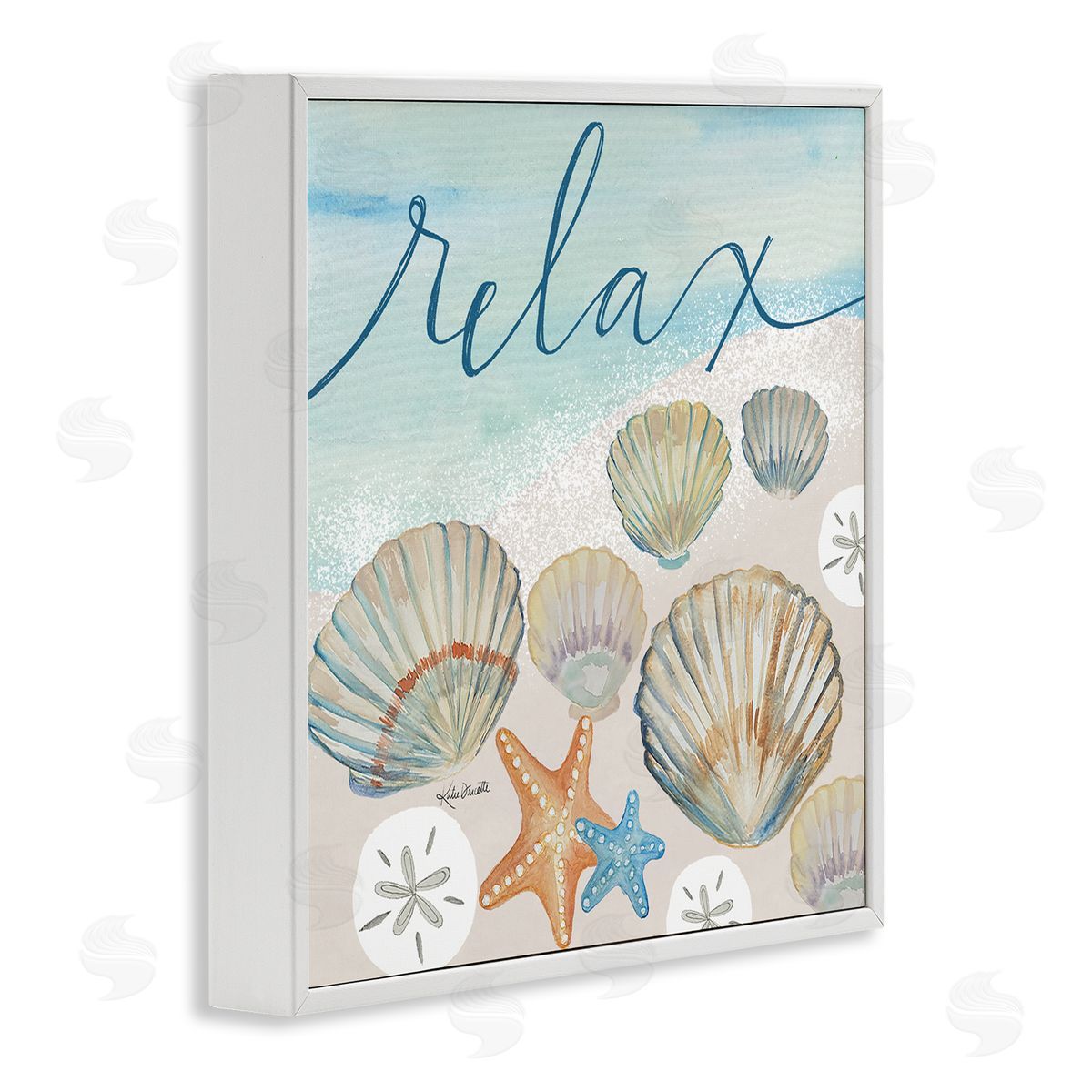 Katie Doucette Relax Text Seaside Clams Beach Shore Theme  White Framed Glicee Wall Art Print