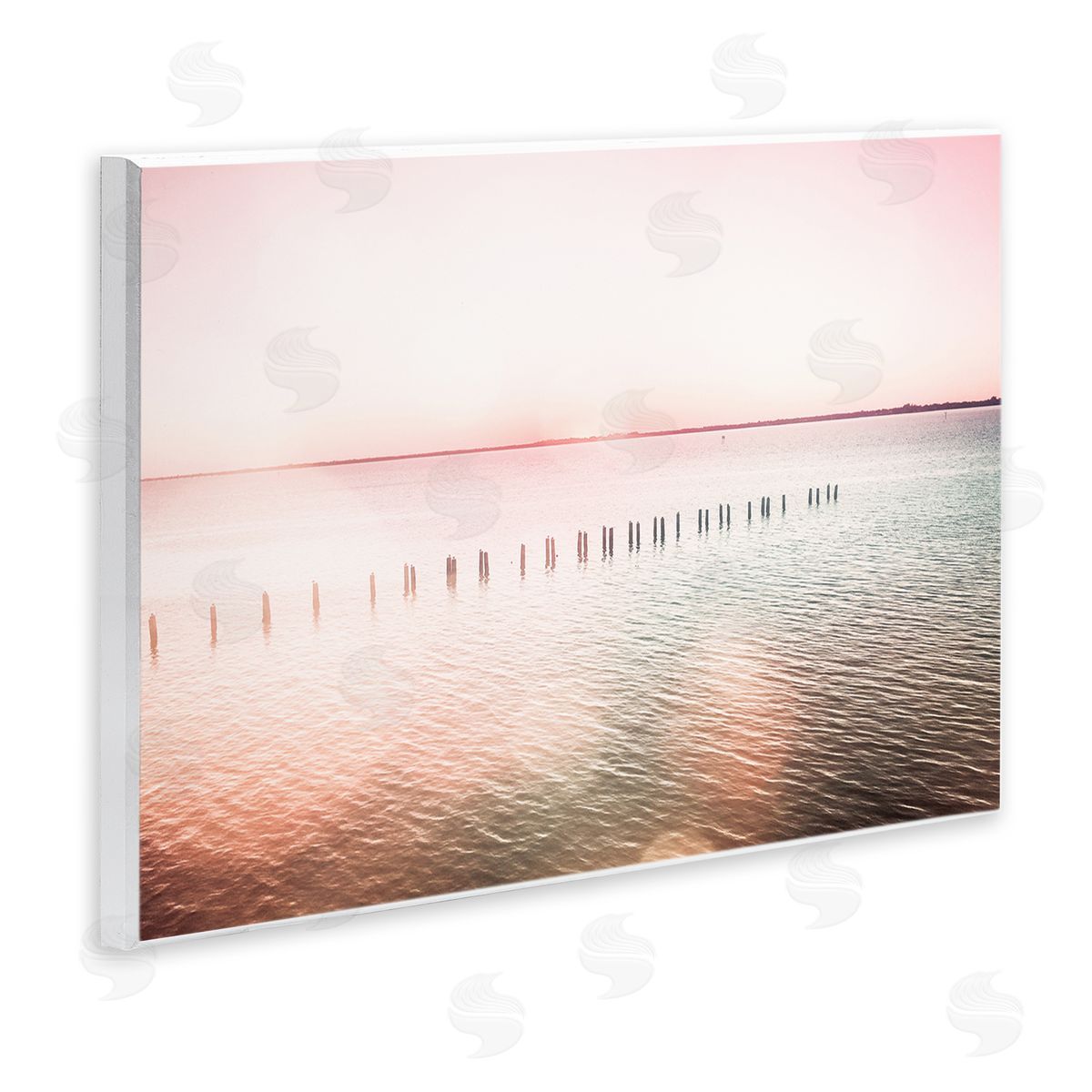 Amy Brinkman Sunny Pink Ocean Posts Horizon Round Light Rays Wall Plaque Art Print