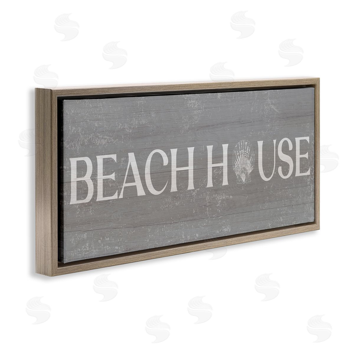 Stupell Studio Beach House Vintage Sign Rustic Shell Design 