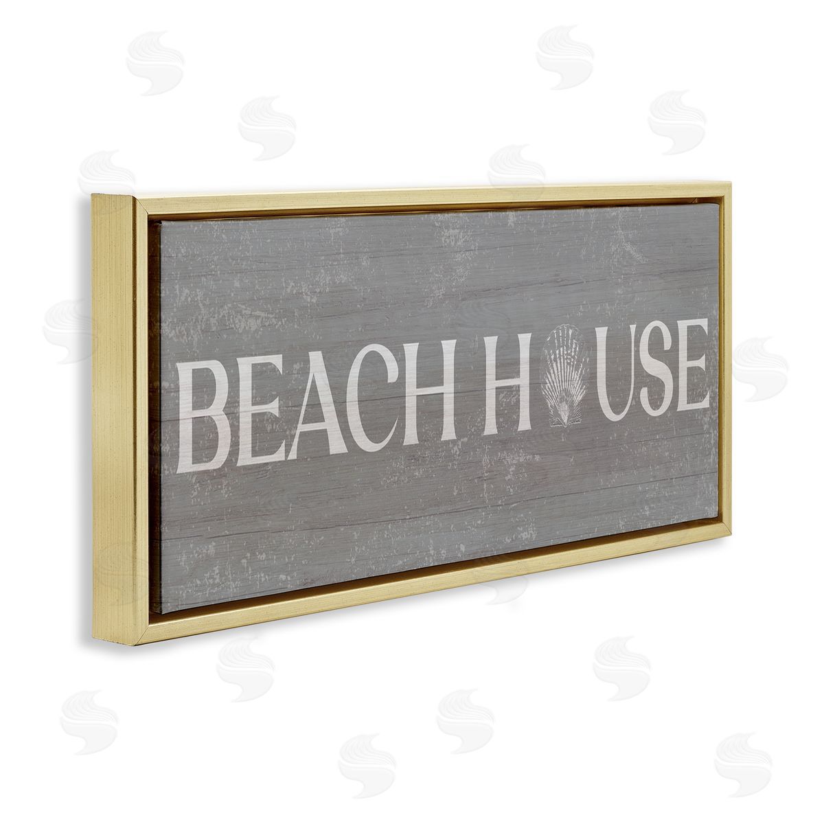 Stupell Studio Beach House Vintage Sign Rustic Shell Design 