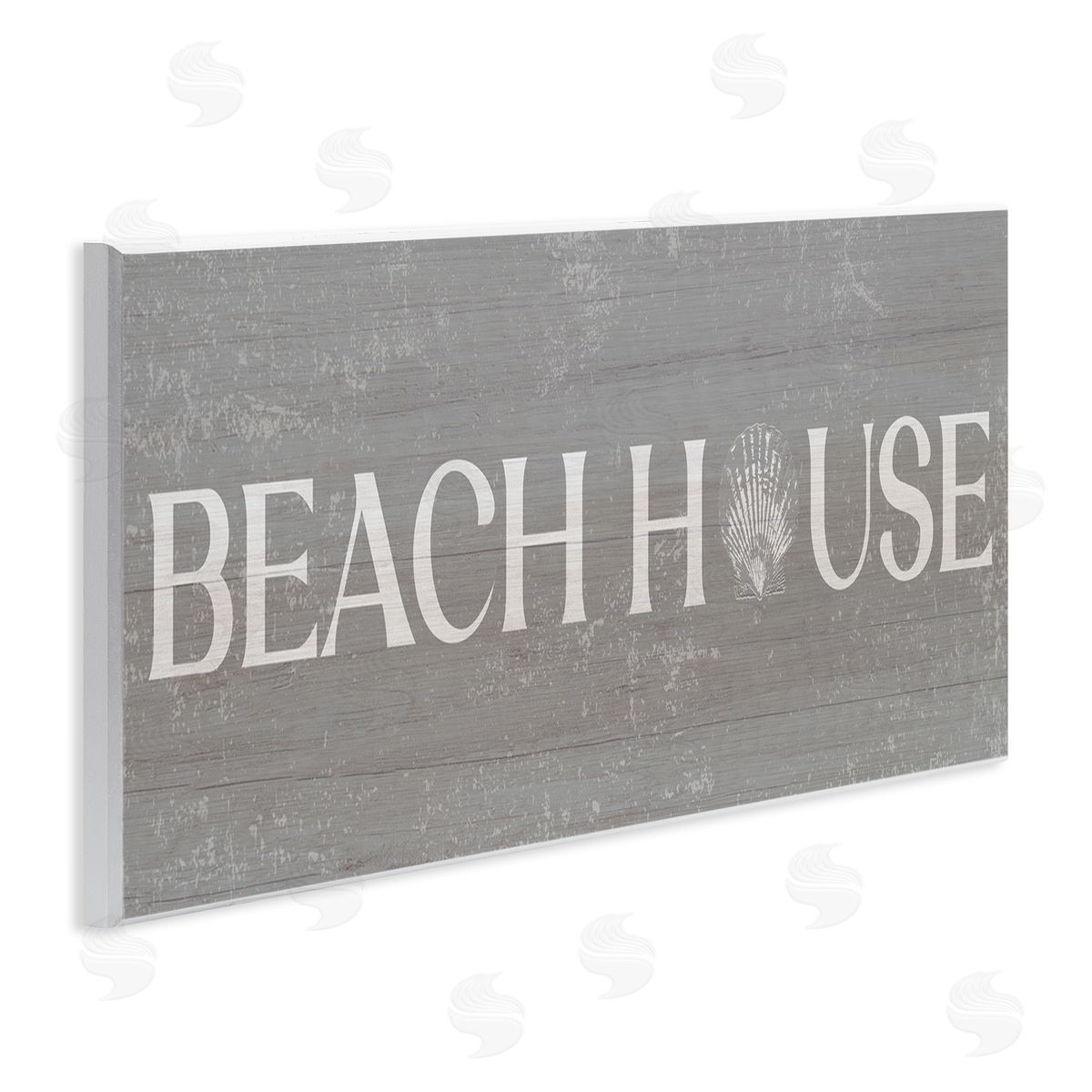 Stupell Studio Beach House Vintage Sign Rustic Shell Design 