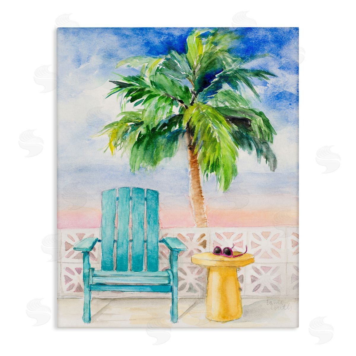 Lanie Loreth Tropical Beach Chair Palm Tree Seaside Painting  Stretched Canvas Wall Art Print