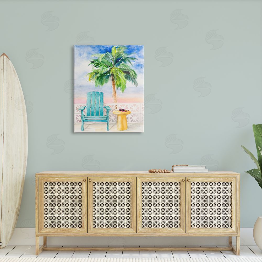 Lanie Loreth Tropical Beach Chair Palm Tree Seaside Painting  Canvas Wall Art Print in Room