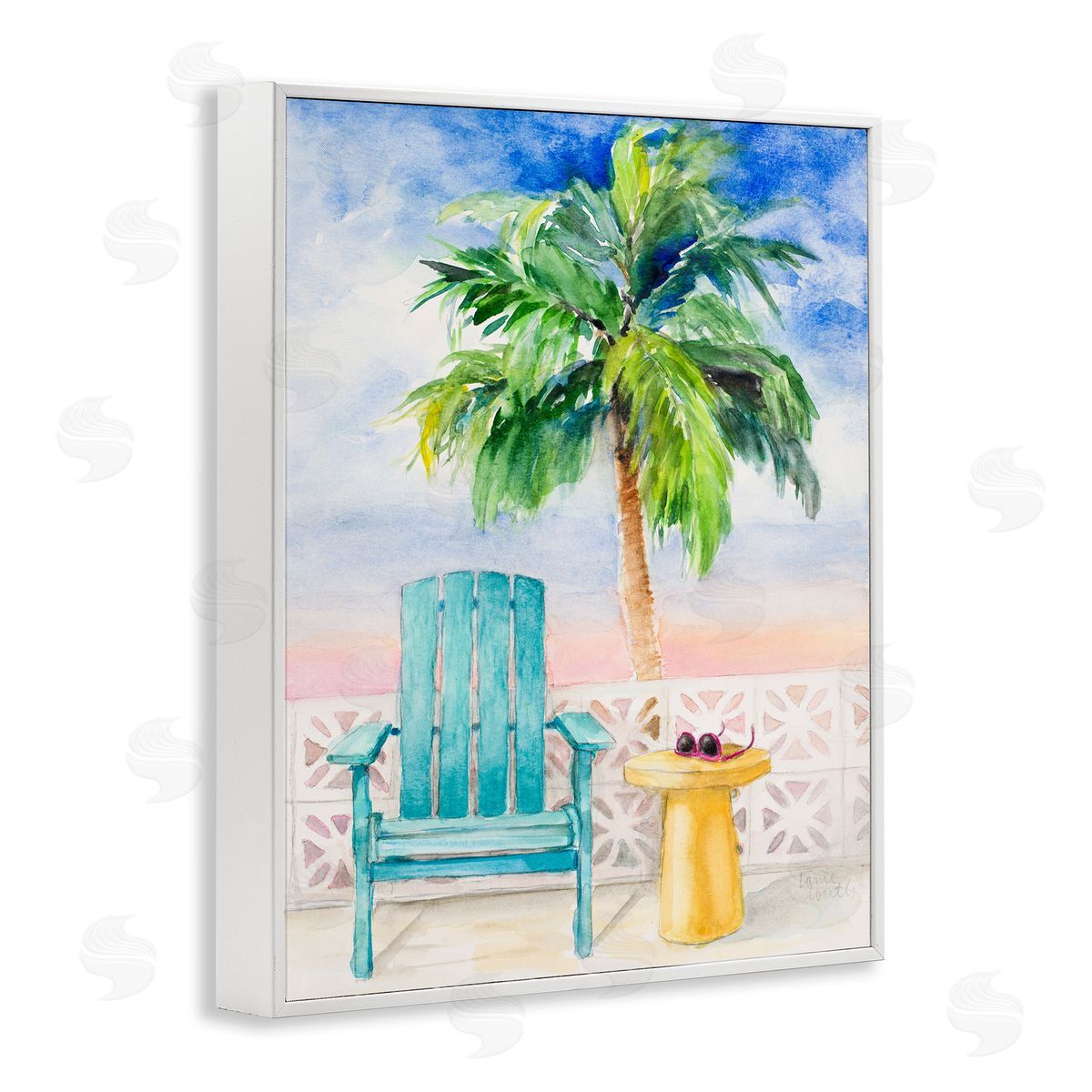 Lanie Loreth Tropical Beach Chair Palm Tree Seaside Painting  White Framed Giclee Wall Art Print