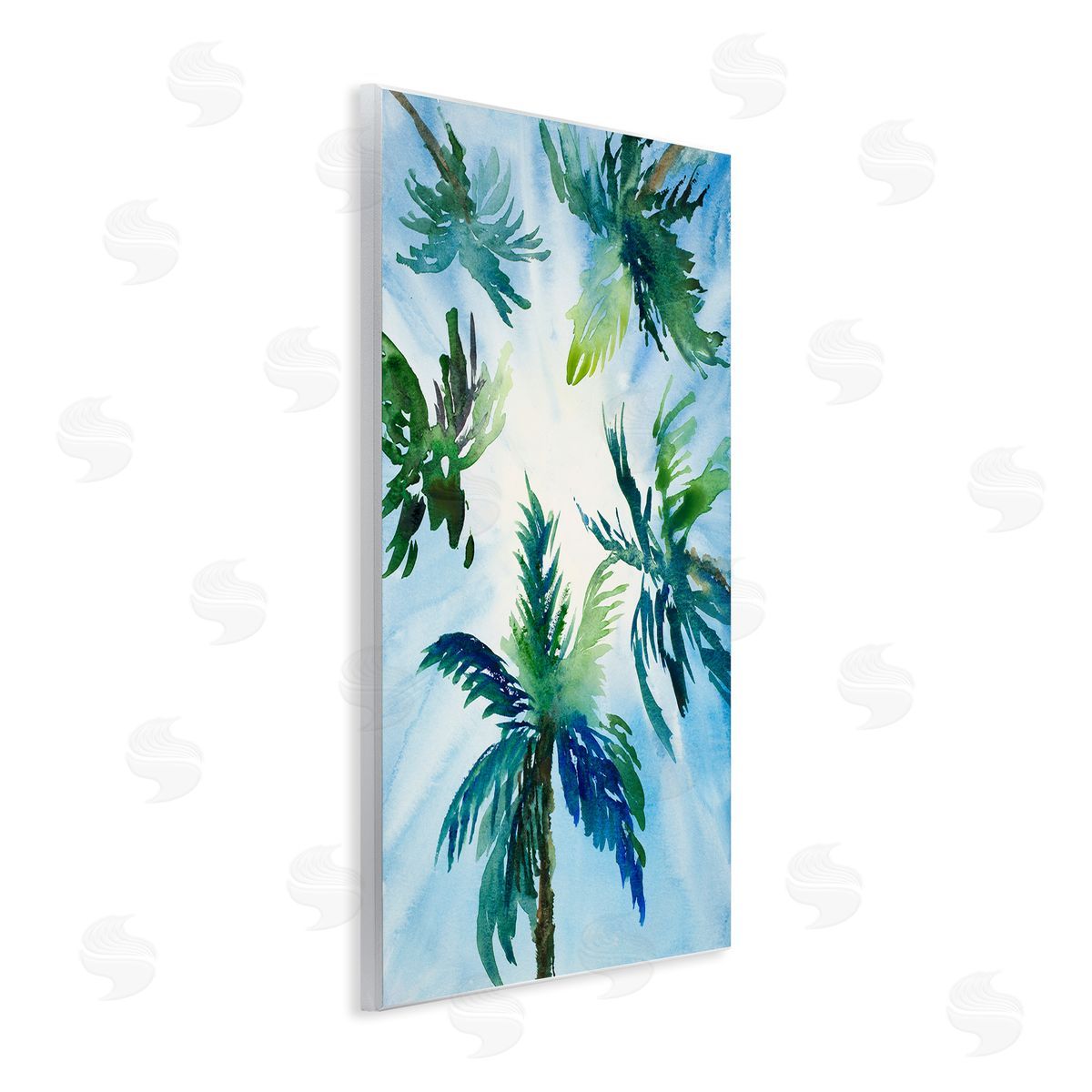 Lanie Loreth Tropical Pine Tree Leaves Overhead Sunny Blue Sky  Wall Plaque Art Print