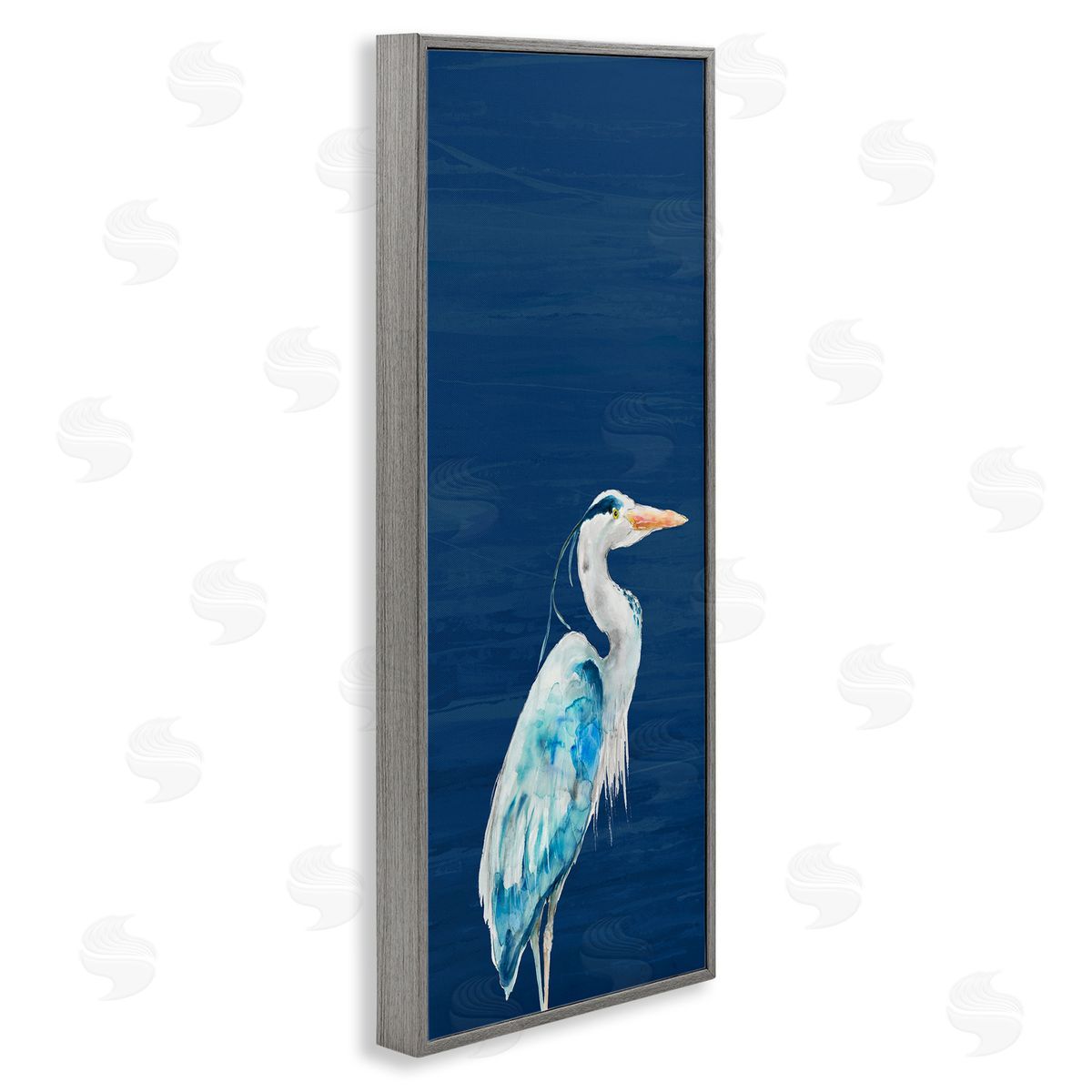 Patti Mann Egret Sea Bird Standing Deep Blue Ocean Background