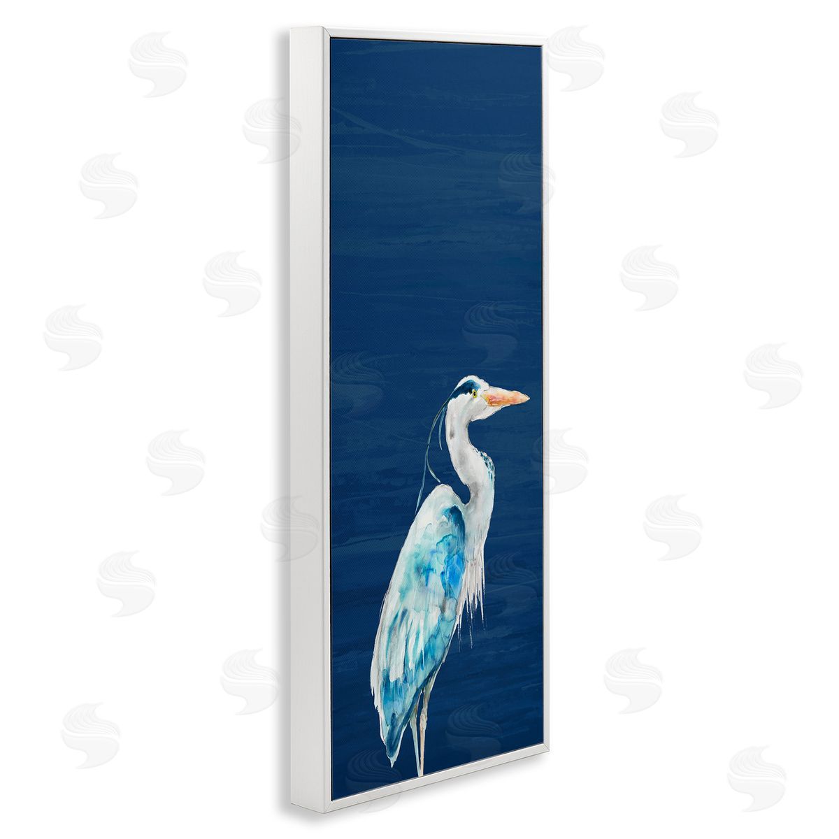 Patti Mann Egret Sea Bird Standing Deep Blue Ocean Background