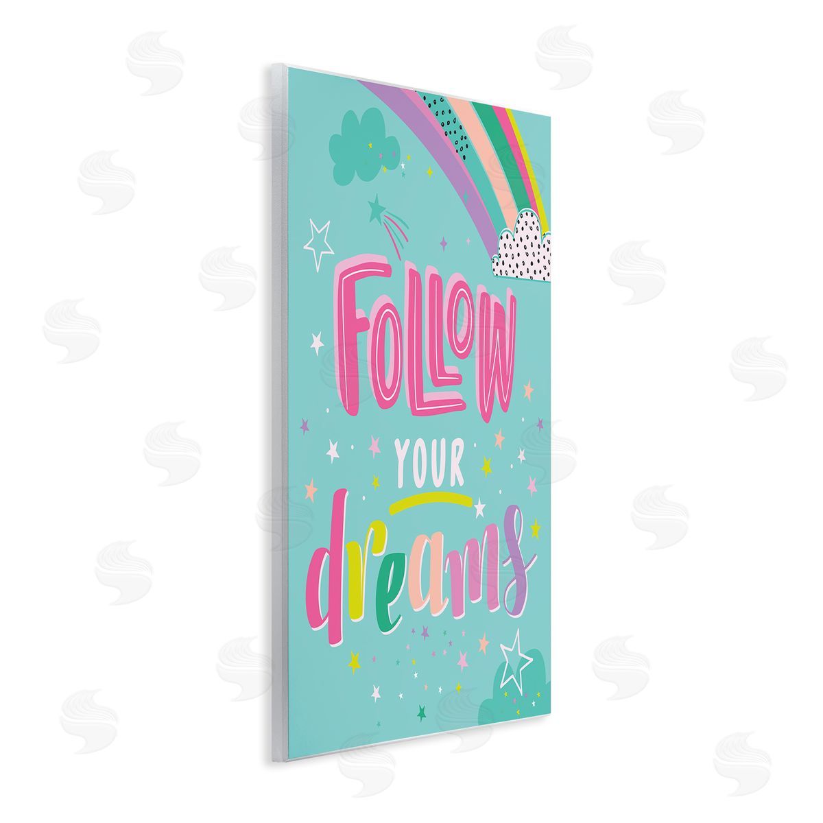 Angela Nickeas Follow Your Dreams Bright Whimsical Patterned Rainbow Stars Wall Plaque Art Print