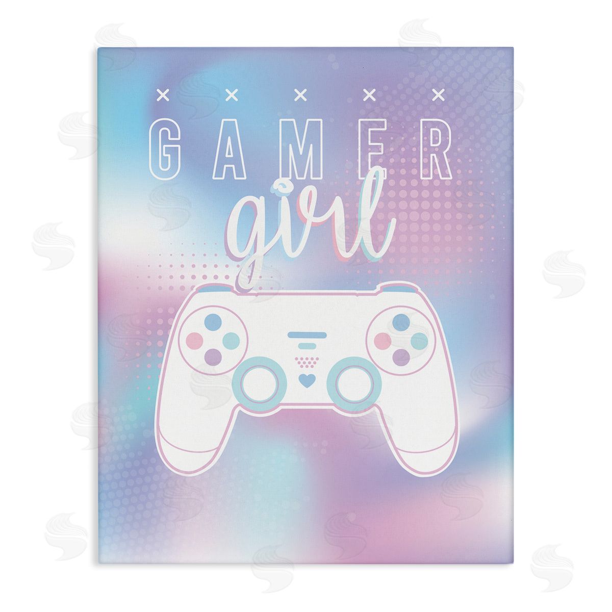 Angela Nickeas Gamer Girl Pastel Typography Video Game Controller  Stretched Canvas Wall Art Print
