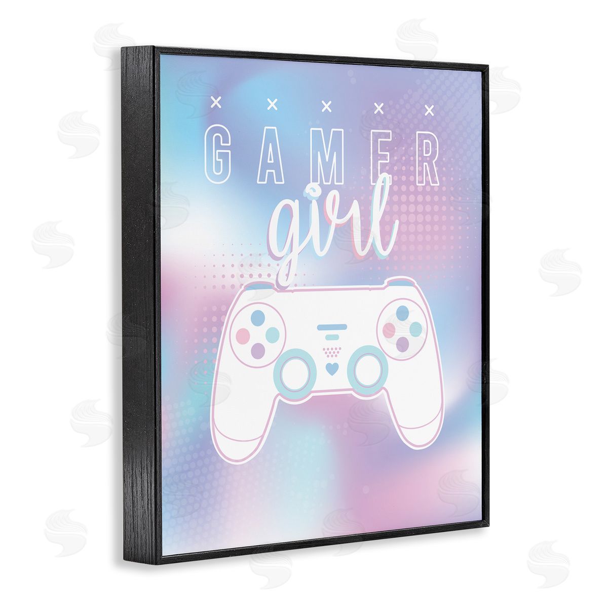 Angela Nickeas Gamer Girl Pastel Typography Video Game Controller  Black Framed Giclee Wall Art Print