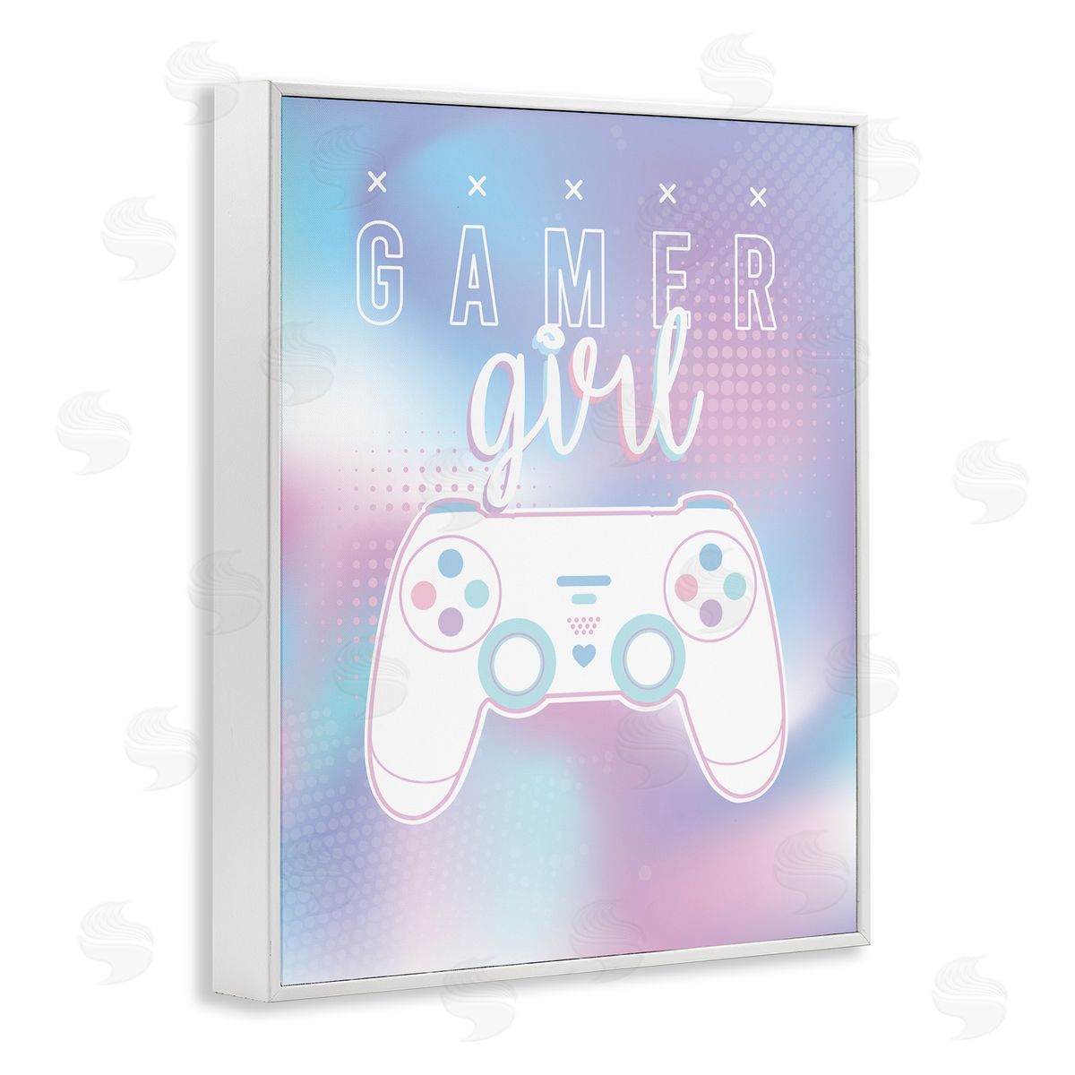 Angela Nickeas Gamer Girl Pastel Typography Video Game Controller  White Framed Giclee Wall Art Print