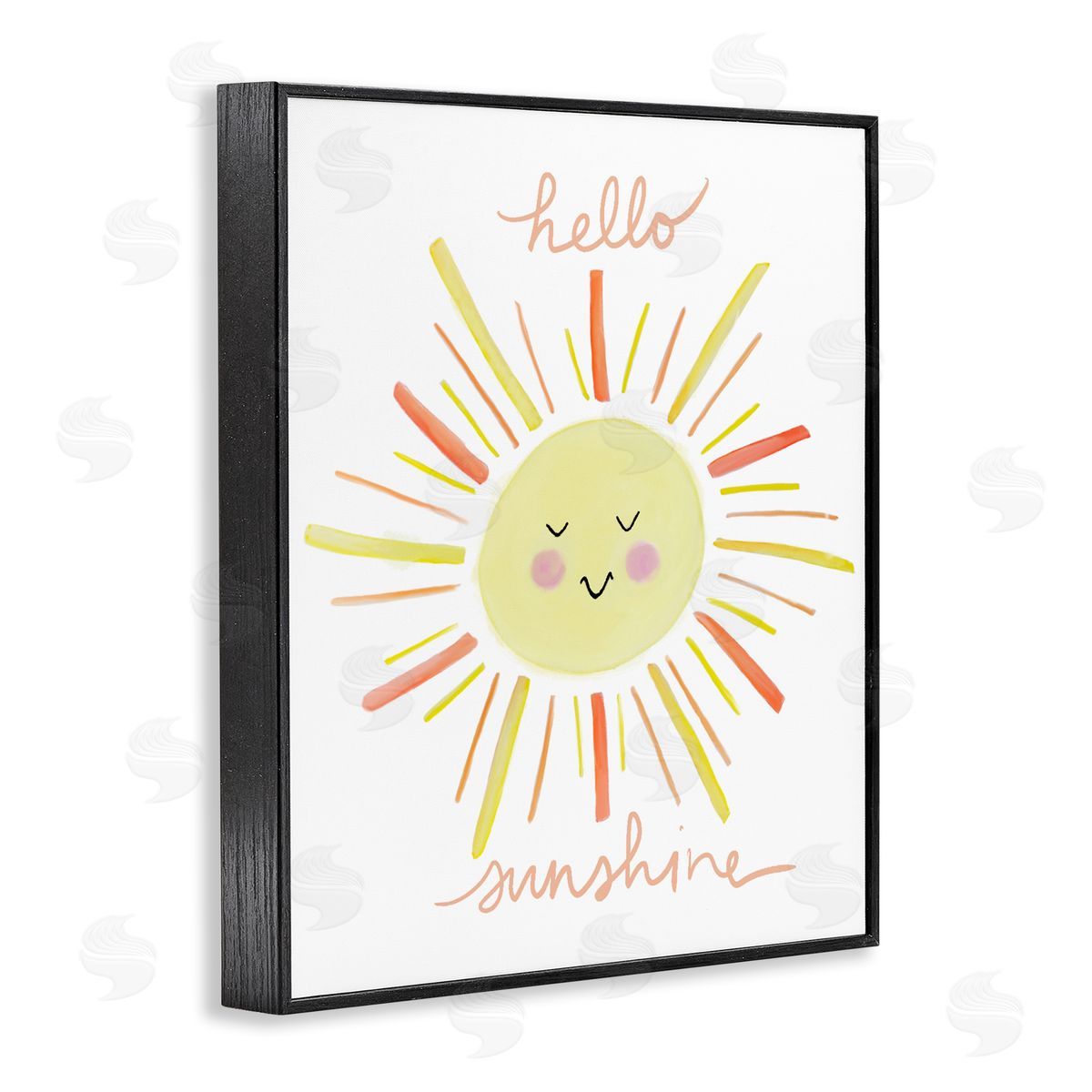 Anna Whitham Hello Sunshine Endearing Smiling Sun Rays Cursive Black Framed Giclee Wall Art Print