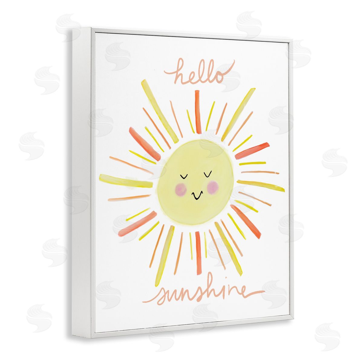 Anna Whitham Hello Sunshine Endearing Smiling Sun Rays Cursive White Framed Giclee Wall Art Print