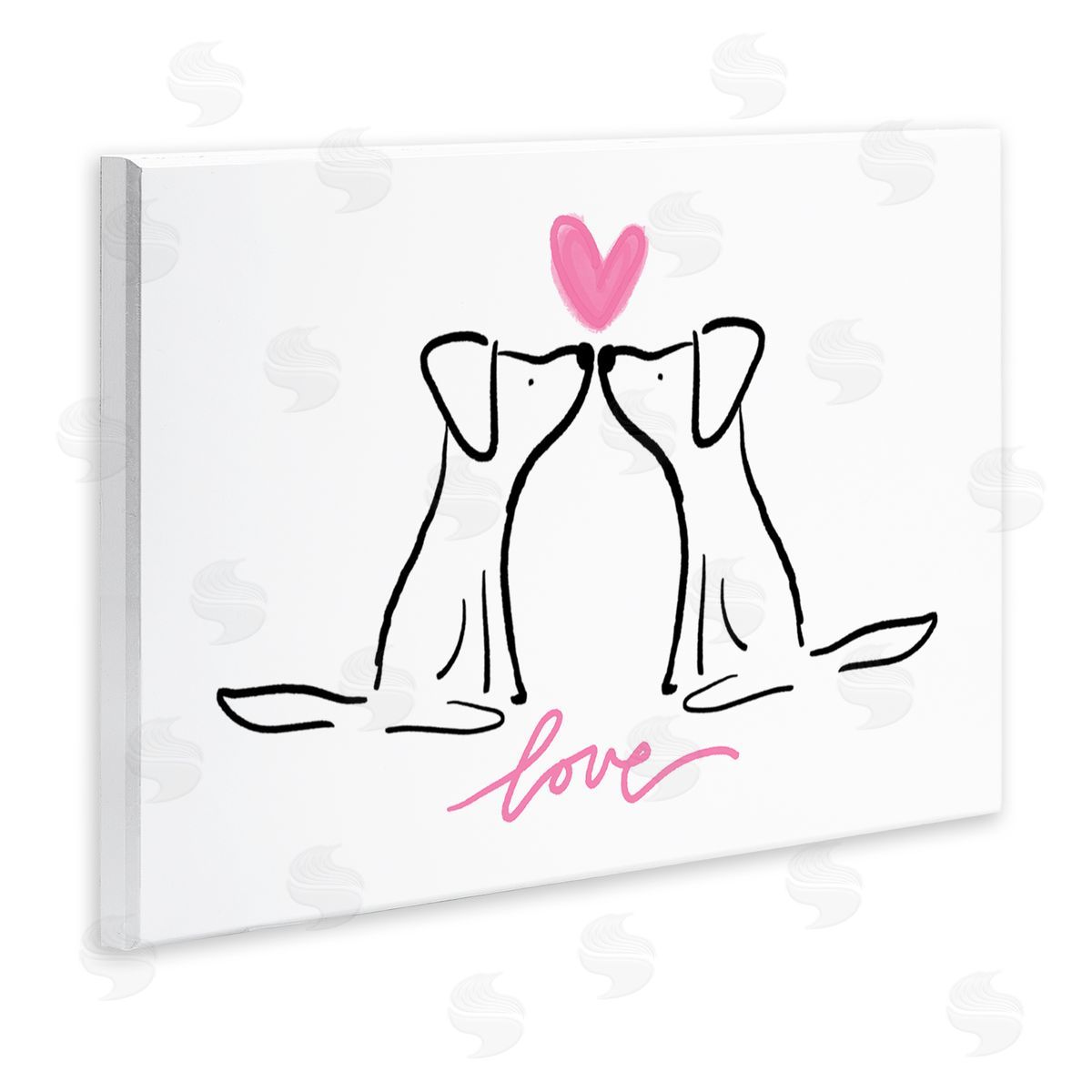 Anna Whitham Love Typography Two Dogs Kissing Line Doodle Wall Plaque Art Print