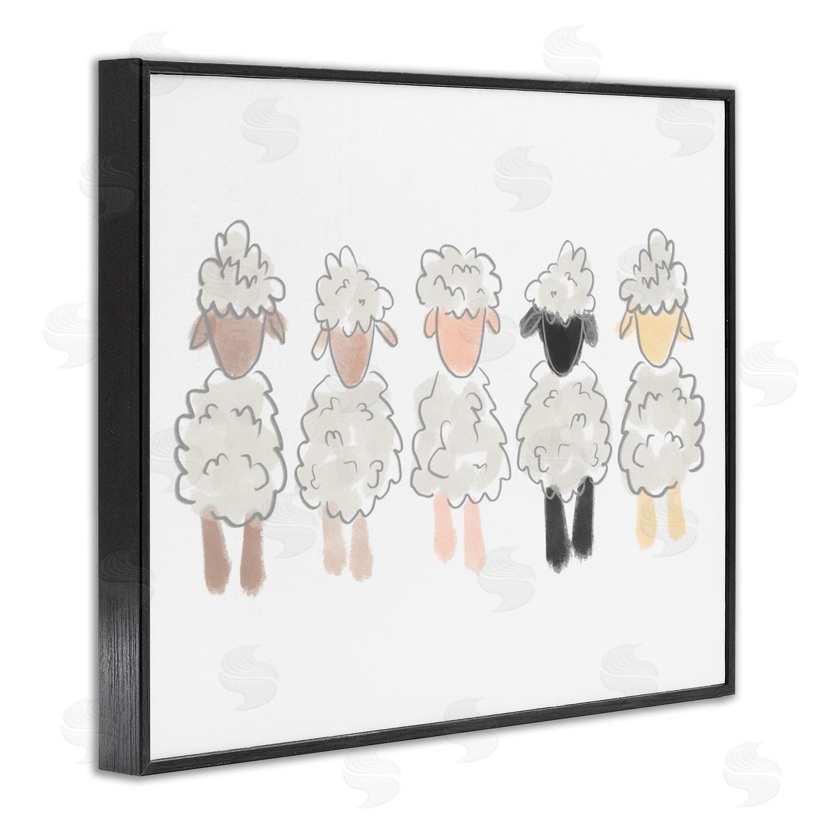Anna Whitham Fluffy Soft Sheep Farm Animal Nursery Drawing Black Framed Giclee Wall Art Print