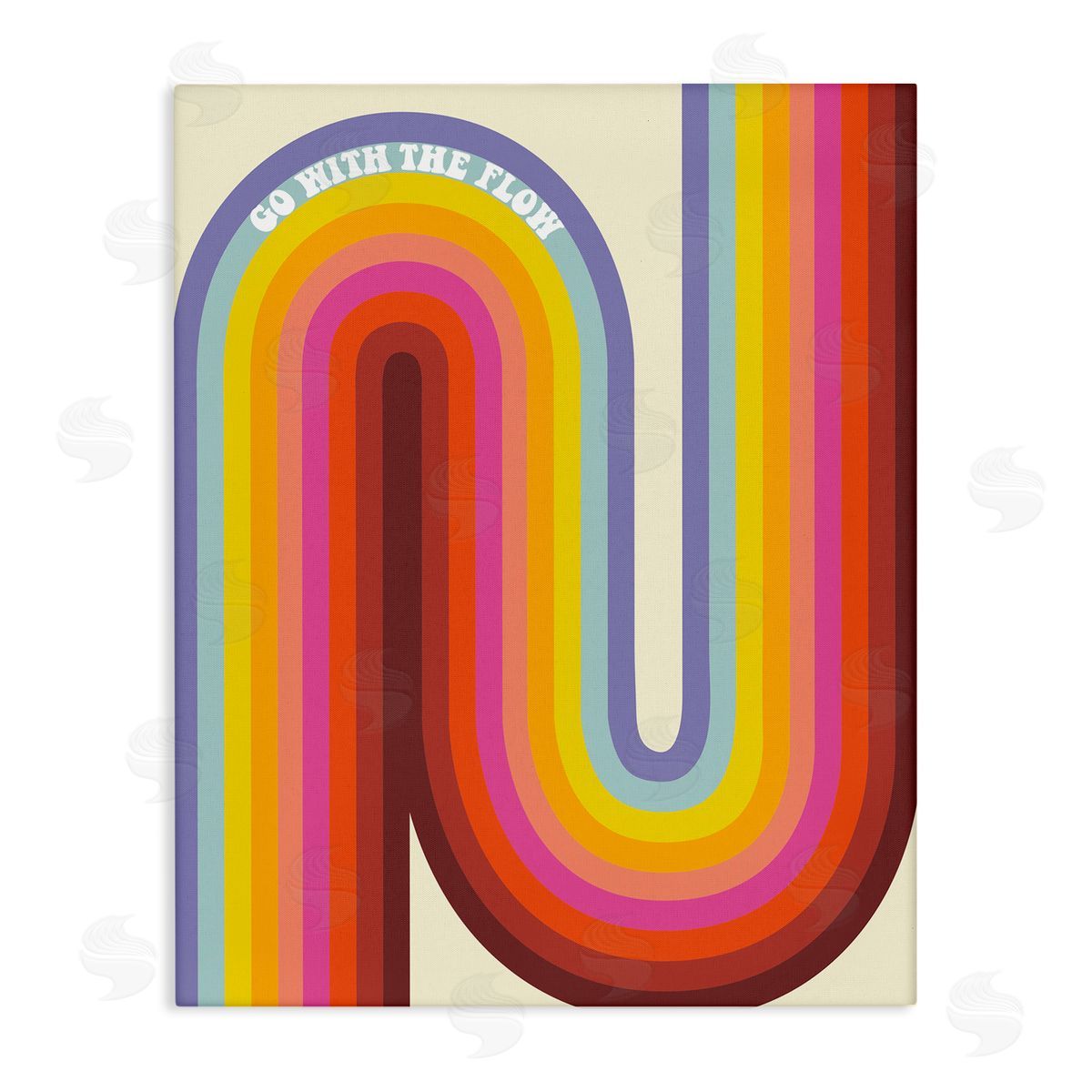 Arrolynn Weiderhold Go With The Flow Fluid Rainbow Stripes Pattern Stretched Canvas Wall Art Print