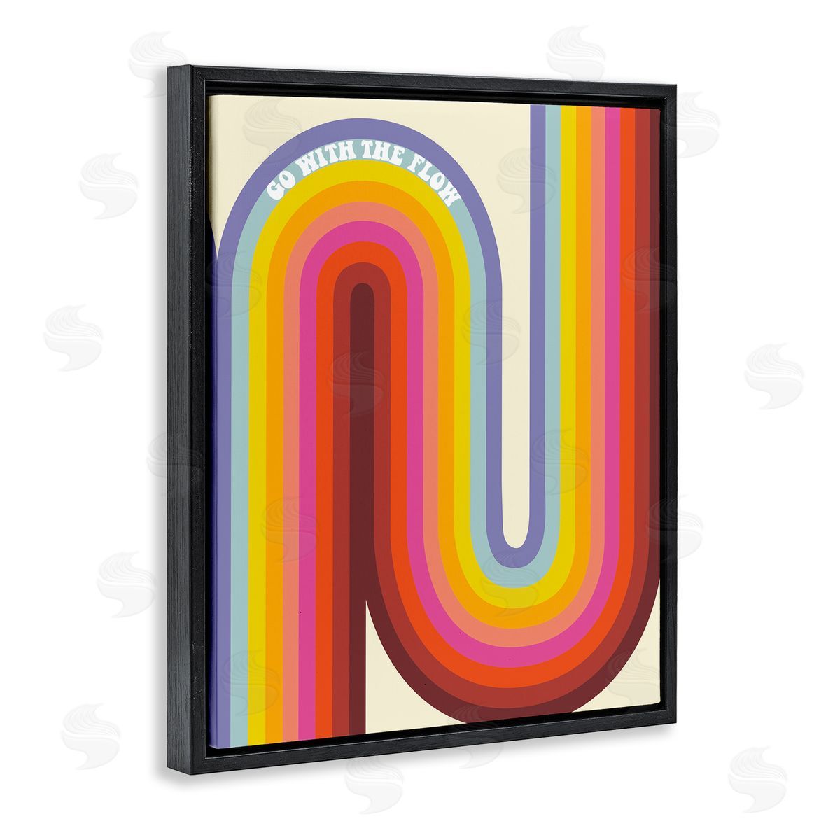 Arrolynn Weiderhold Go With The Flow Fluid Rainbow Stripes Pattern Black Floating Frame Canvas Wall Art Print