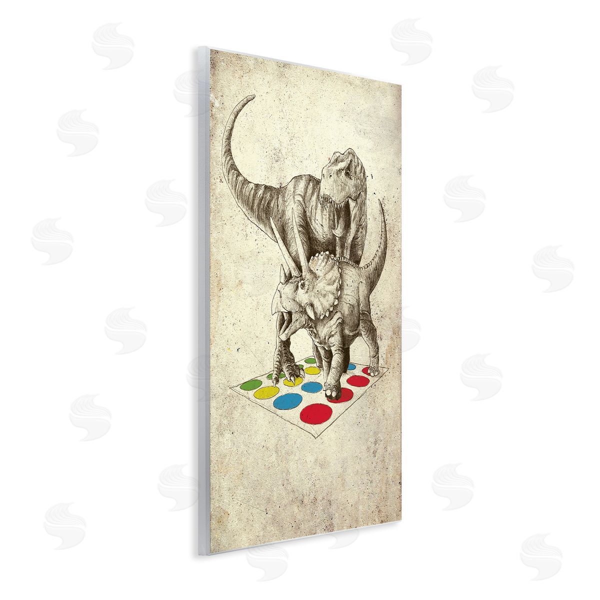 Michael Buxton Humorous Dinosaurs Playing Quirky Game Vintage Effect Wall Plaque Art Print