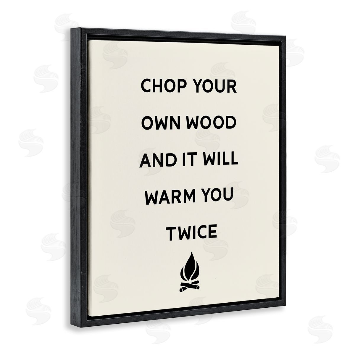 Stupell Studio Chop Your Own Wood Motivational Phrase Camping Lodge  Black Floating Frame Canvas Wall Art Print