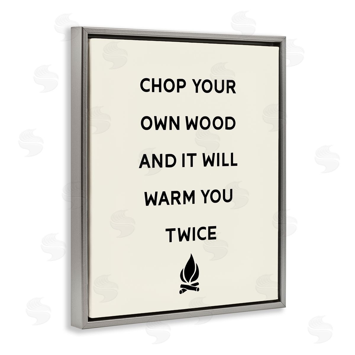 Stupell Studio Chop Your Own Wood Motivational Phrase Camping Lodge  Gray Floating Frame Canvas Wall Art Print