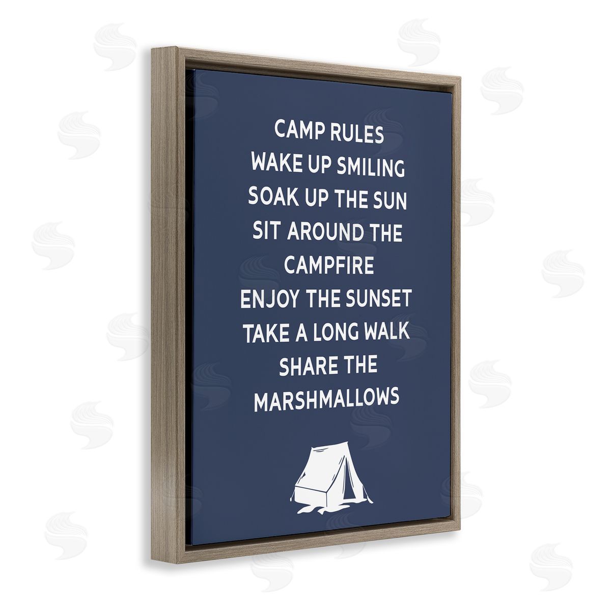 Stupell Studio Camp Rules Text Sign Enjoy Camping Tent  Brown Floating Frame Canvas Wall Art Print