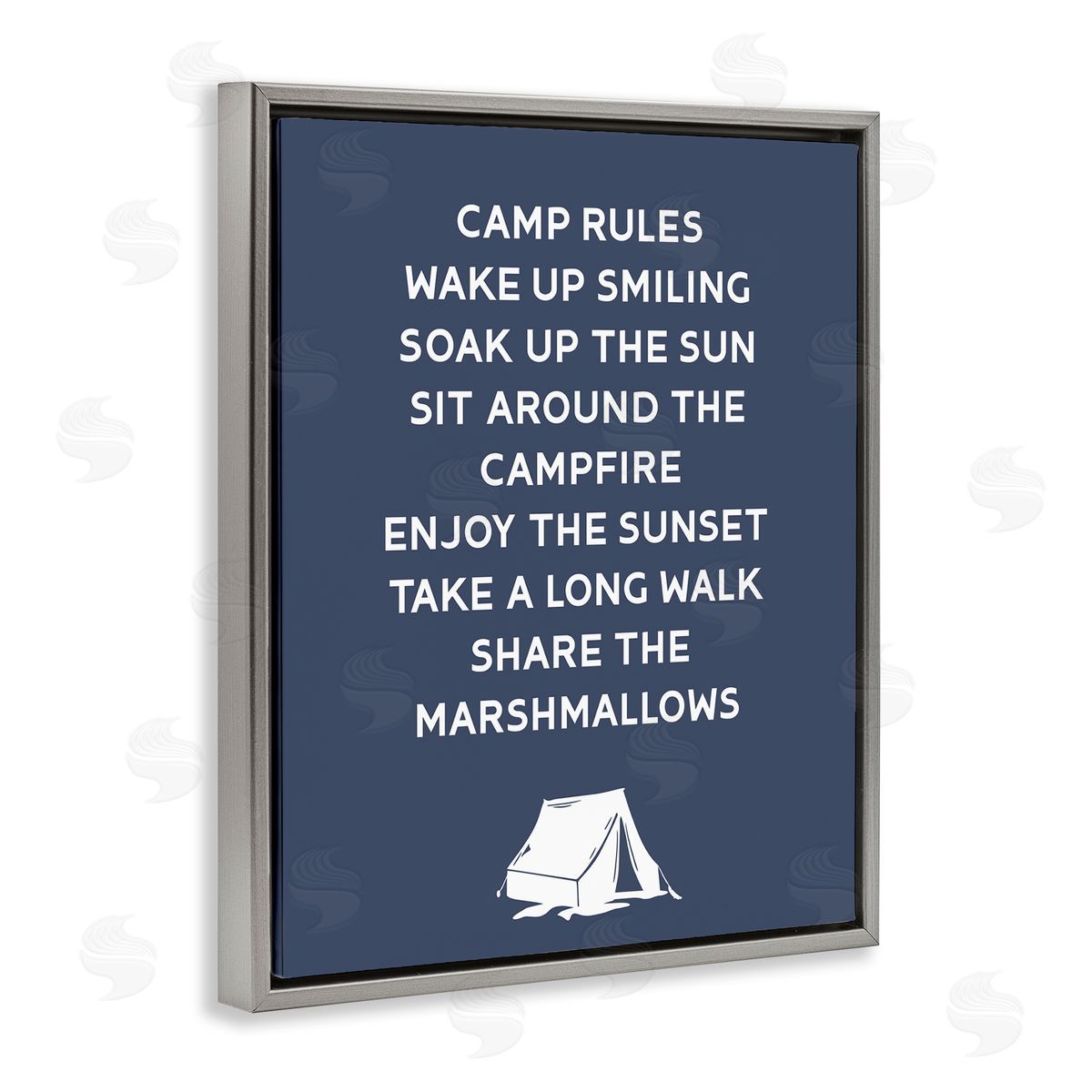Stupell Studio Camp Rules Text Sign Enjoy Camping Tent  Gray Floating Frame Canvas Wall Art Print