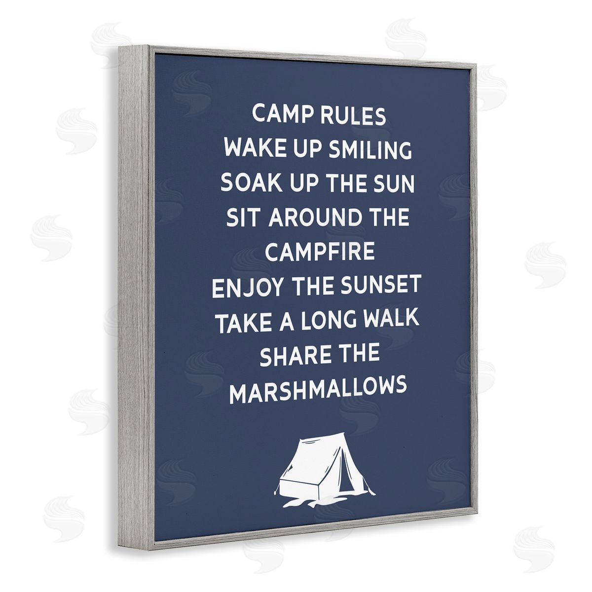 Stupell Studio Camp Rules Text Sign Enjoy Camping Tent  Gray Framed Giclee Wall Art Print