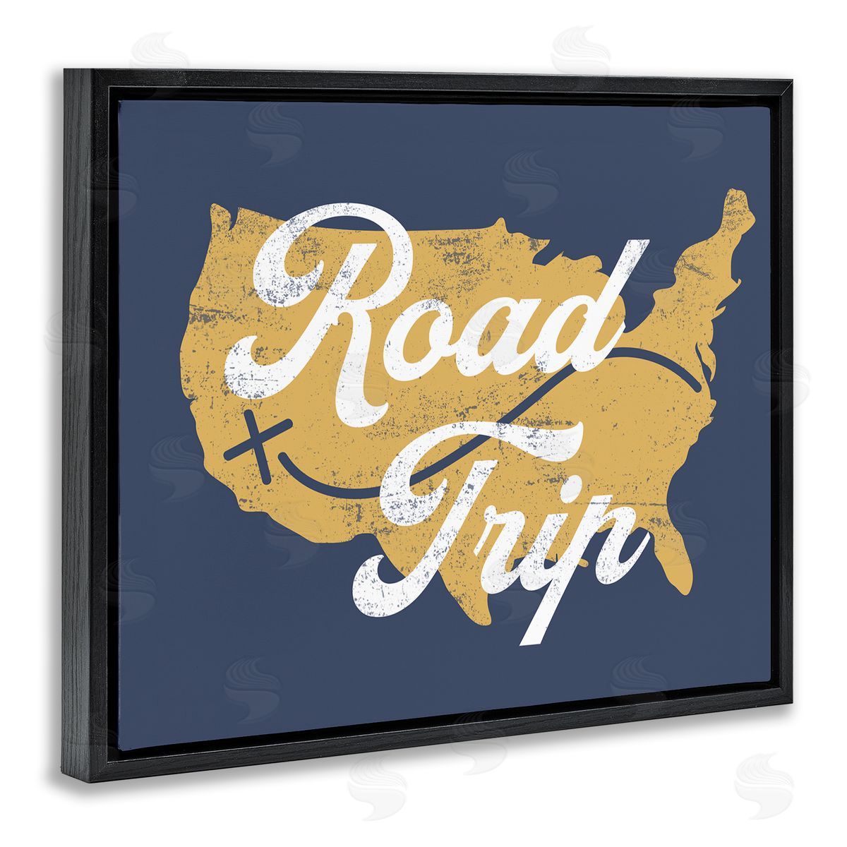 Stupell Studio Road Trip Vintage Text Traveling Country Map  Black Floating Frame Canvas Wall Art Print