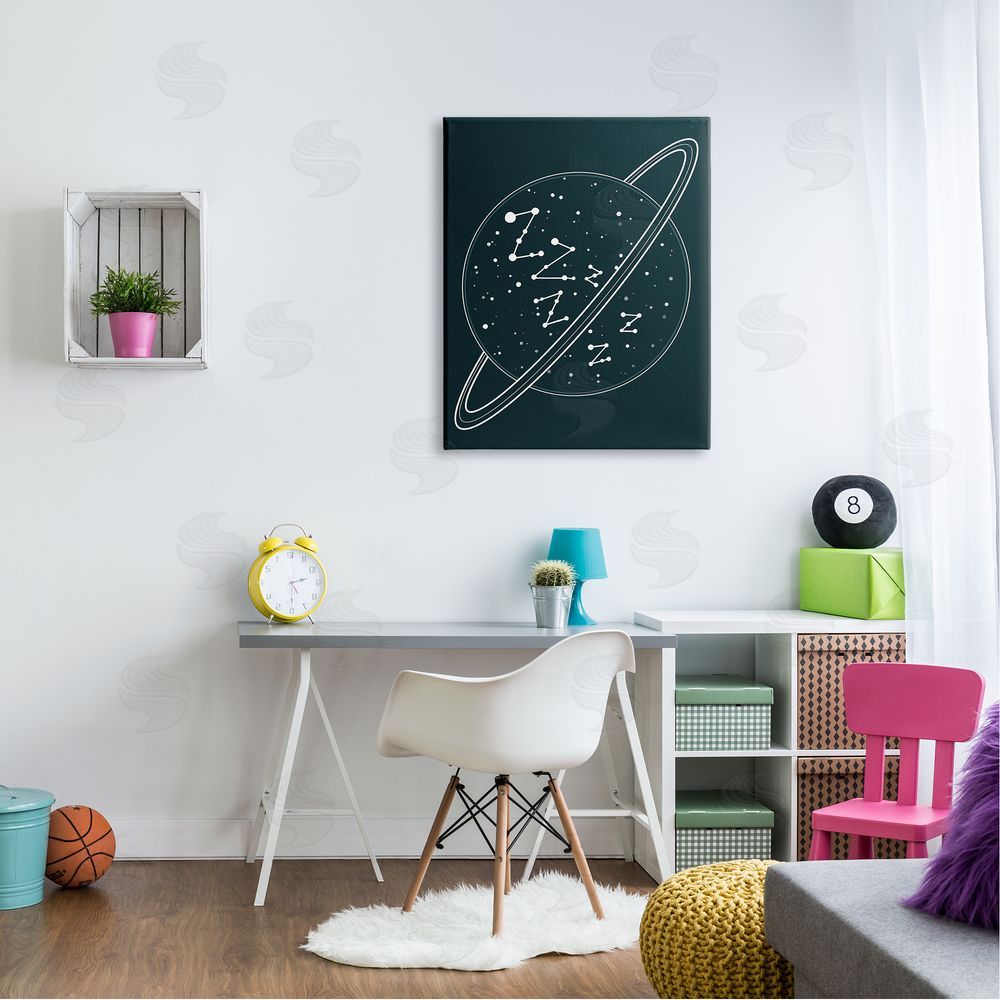 Caverly Smith Zzz Witty Sleeping Constellation Outer Space Planet Stars Canvas Wall Art Print in Room