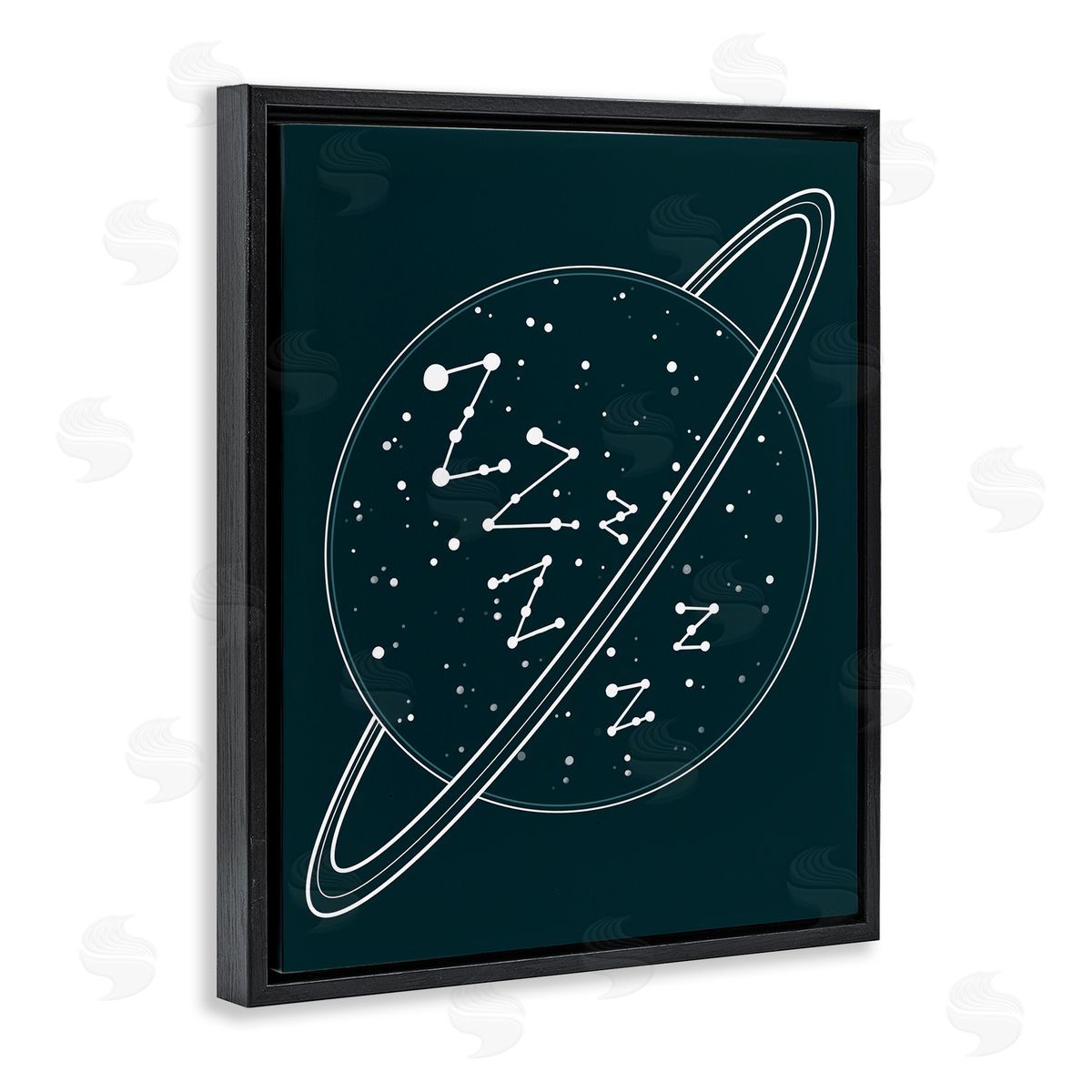 Caverly Smith Zzz Witty Sleeping Constellation Outer Space Planet Stars Black Floating Frame Canvas Wall Art Print