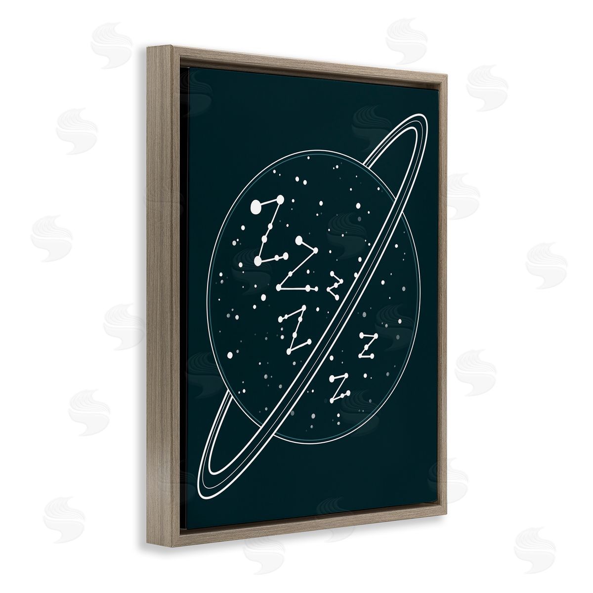 Caverly Smith Zzz Witty Sleeping Constellation Outer Space Planet Stars Brown Floating Frame Canvas Wall Art Print