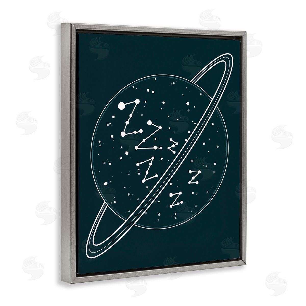 Caverly Smith Zzz Witty Sleeping Constellation Outer Space Planet Stars Gray Floating Frame Canvas Wall Art Print