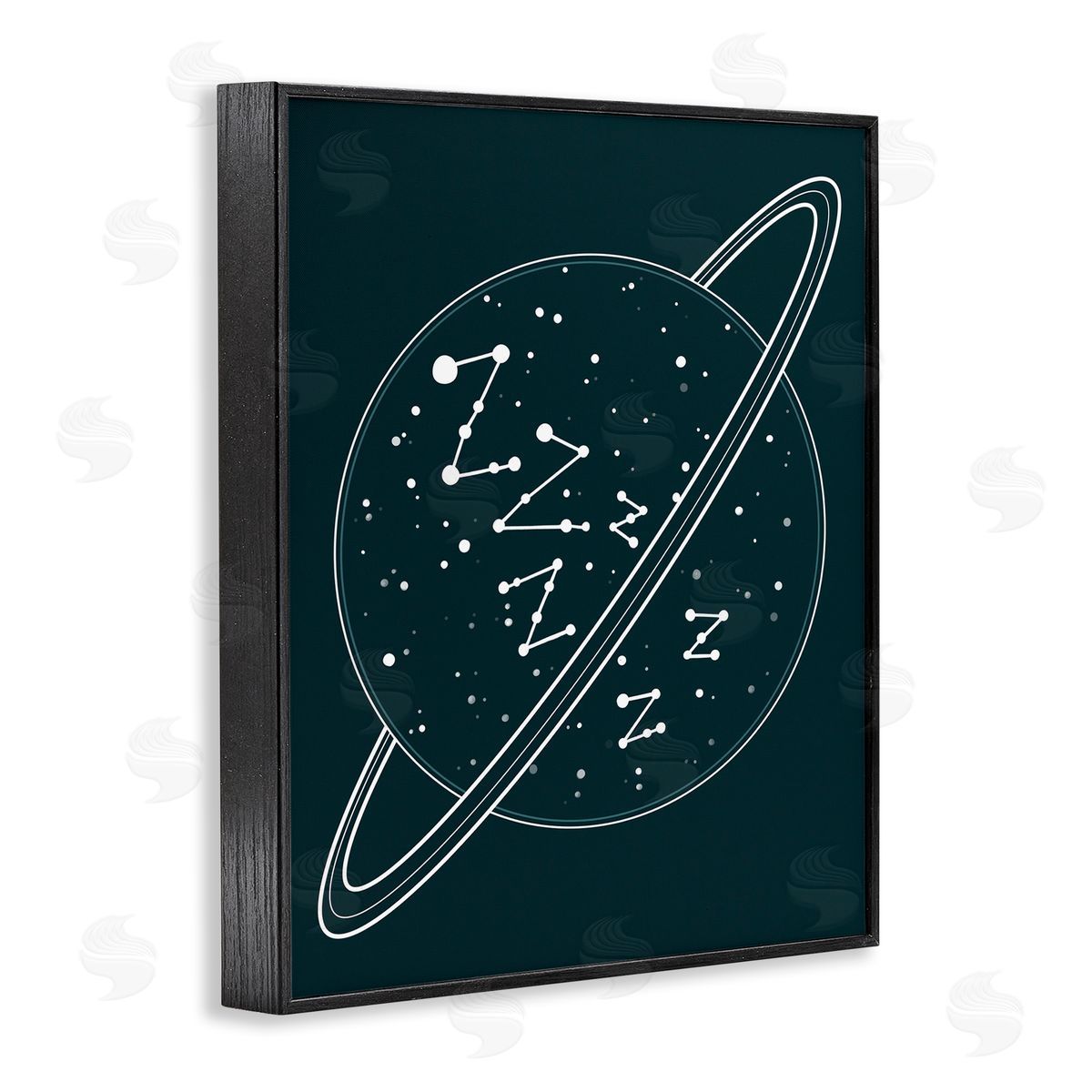 Caverly Smith Zzz Witty Sleeping Constellation Outer Space Planet Stars Black Framed Giclee Wall Art Print