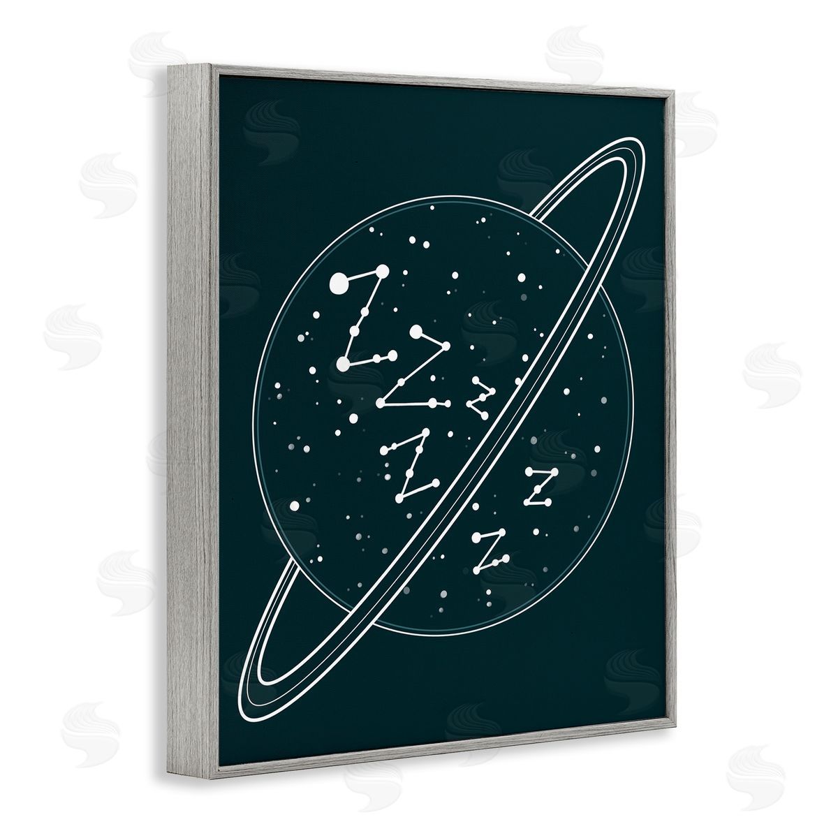 Caverly Smith Zzz Witty Sleeping Constellation Outer Space Planet Stars Gray Framed Giclee Wall Art Print