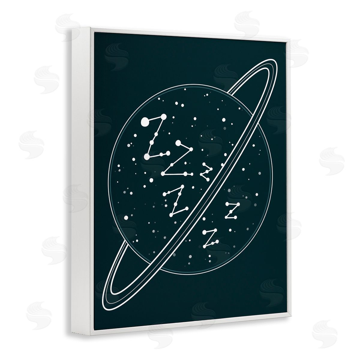 Caverly Smith Zzz Witty Sleeping Constellation Outer Space Planet Stars White Framed Giclee Wall Art Print