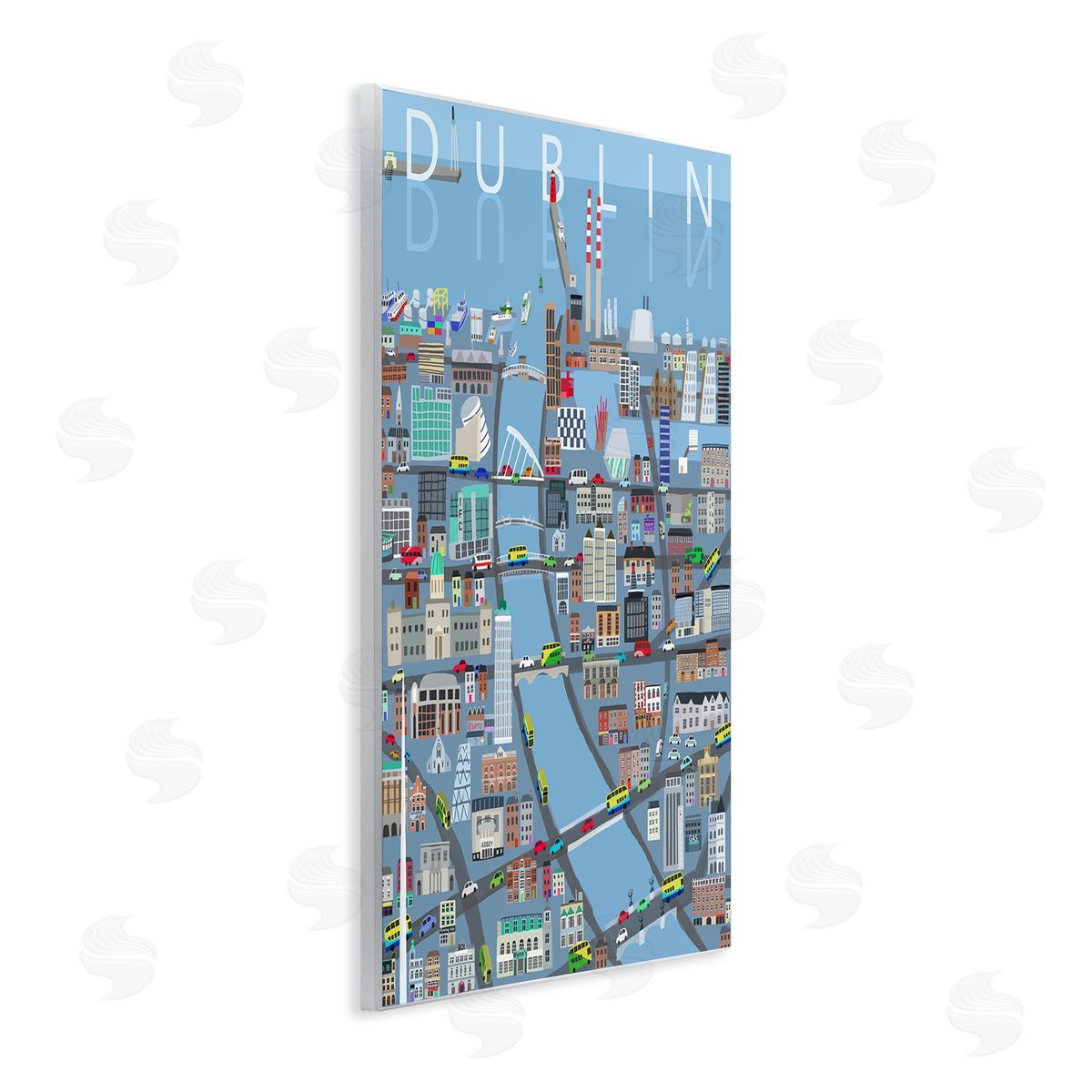 Carla Daly Dublin Coastal City Map Bridges Buildings Wall Plaque Art Print