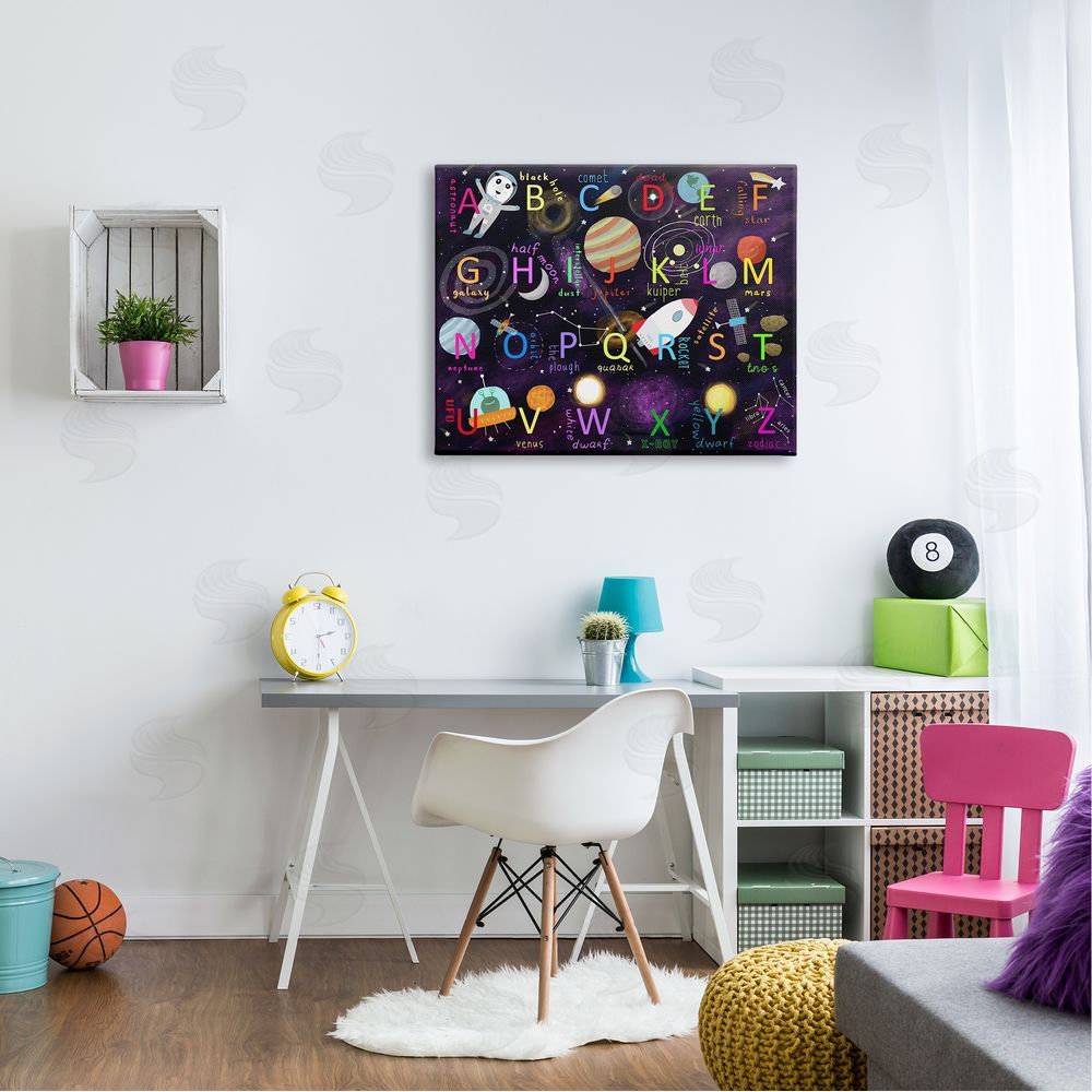 Carla Daly Alphabet Teaching Outer Space Astronomy Words Letters Canvas Wall Art Print in Room